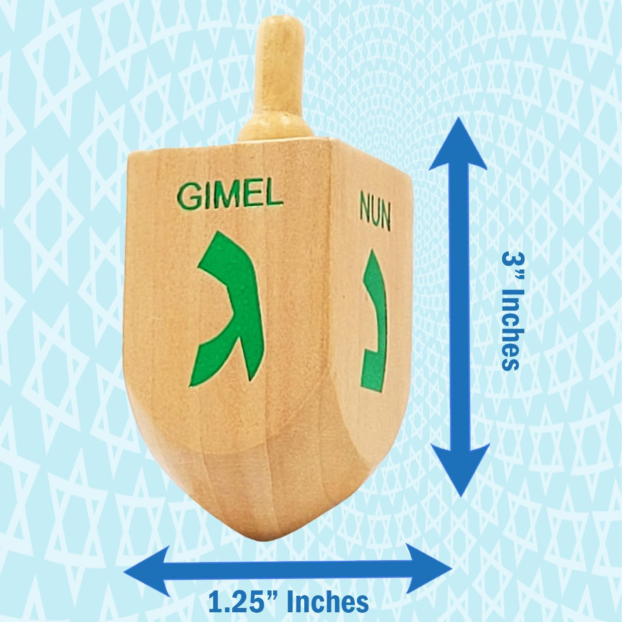 Hanukkah Dreidel Extra Large Wooden Dreidels Hand Painted - Includes Game Instruction Cards! (4-Pack XL Dreidels) image number 1