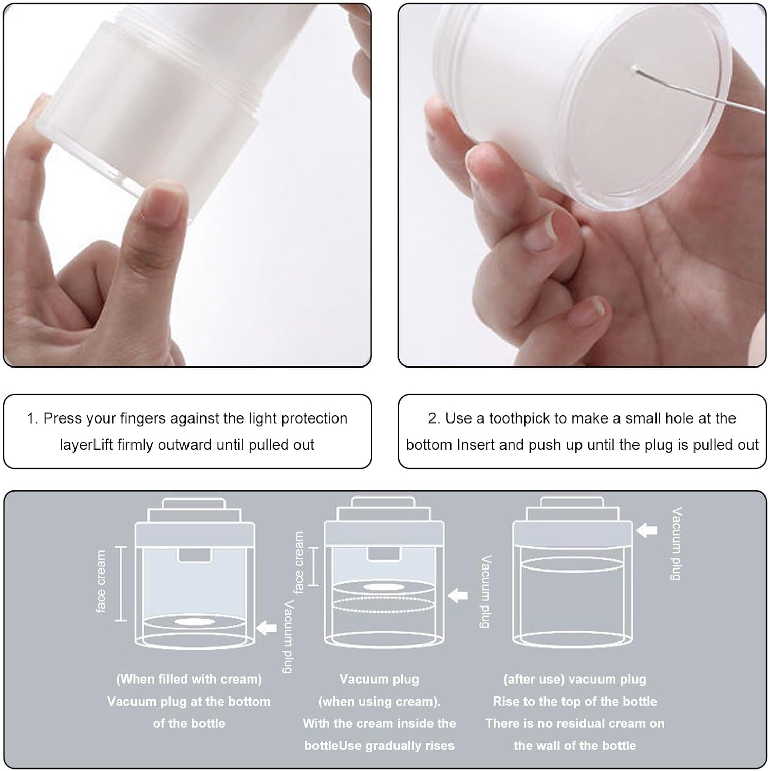 6PCS Airless Pump Jars Set Travel Essentials (15Ml+30Ml+50Ml) X2 &ndash; Vacuum Cream Containers for Skincare, Leakproof & Lightproof Travel Cosmetic Bottles image number 2