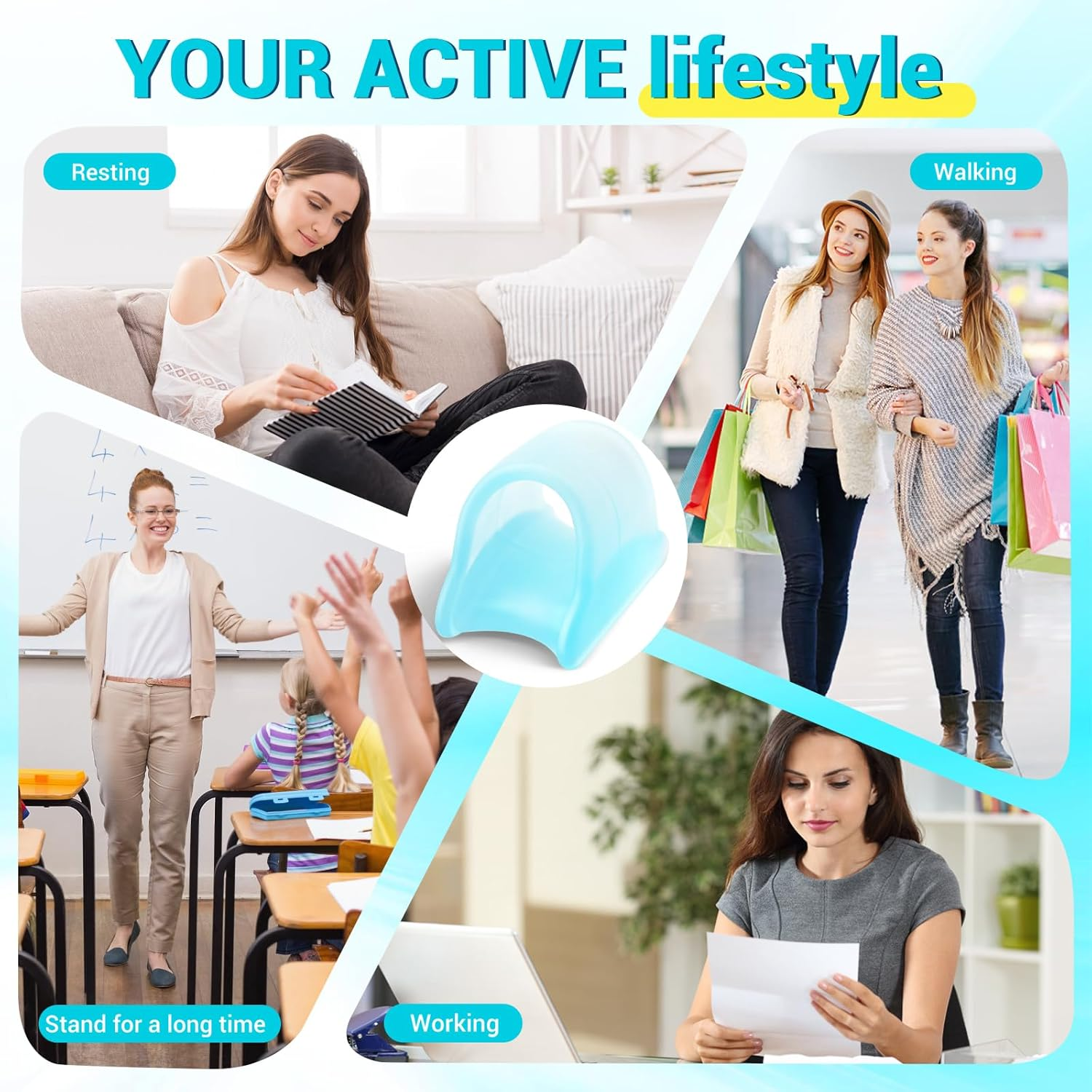 Hammer Toe Straightener Corrector for Women & Men - 6Pcs(Blue) - Hammer Toe Straightener, Gel Toe Splints - Realign Bent, Curled, Crooked, Claw, Hammer Toes - 3 Different Sizes (S/M/L) image number 1