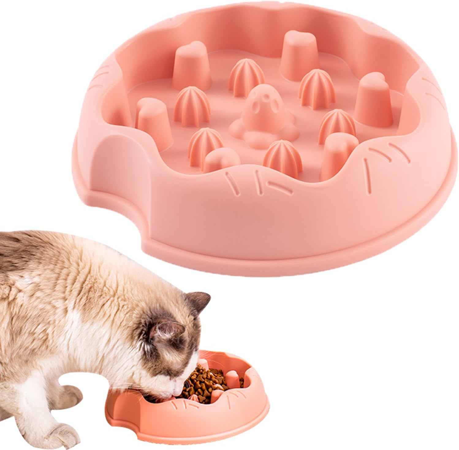 Cat Slow Feeder Bowl | Slow Eating Pet Bowl Dogs and Cats Bowl | Slow Feeder Bowl Healthy Eating Diet Cat Puzzle Feeder for Small, Medium and Large Pets Helves - Blue image number 7