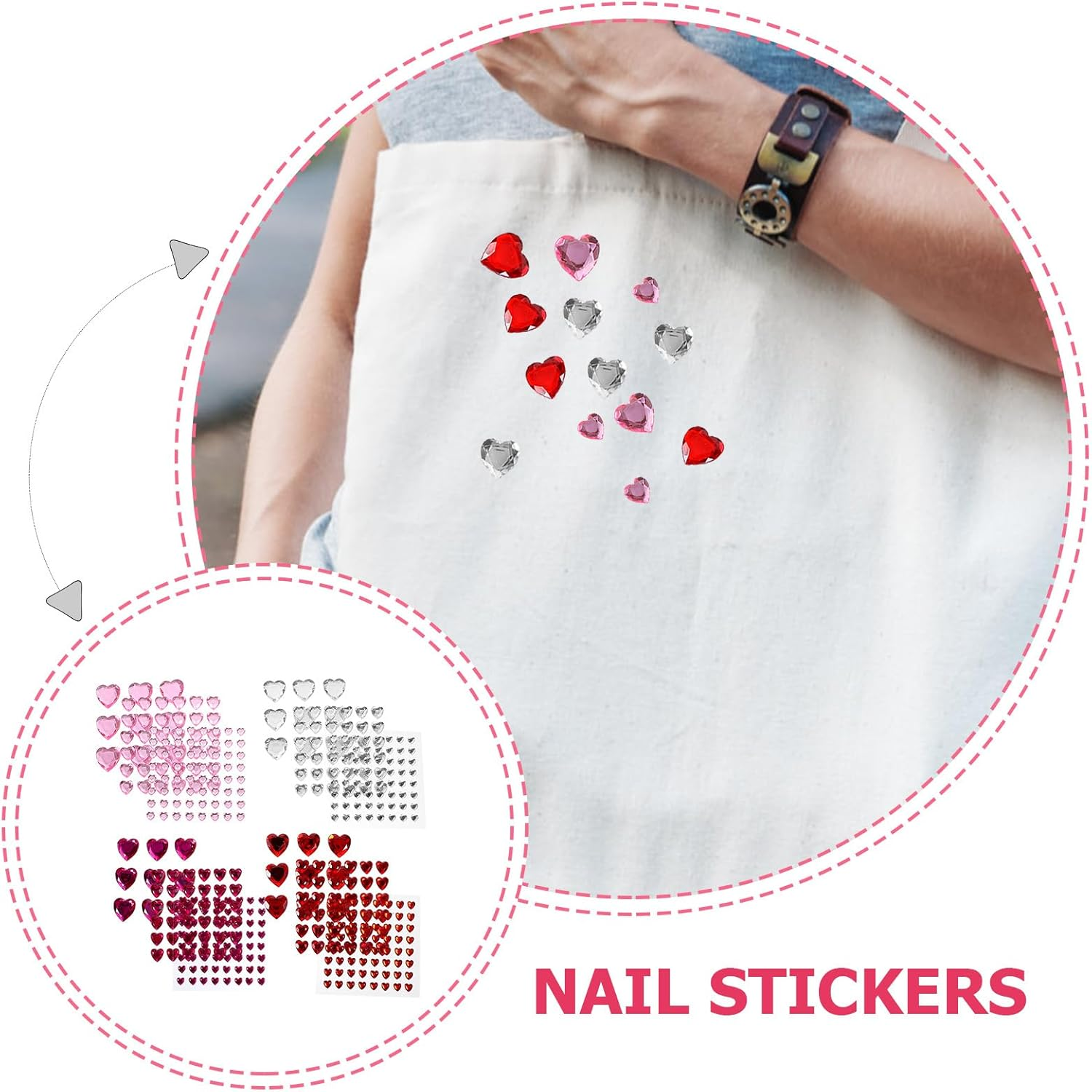 DOITOOL 12 Sheets Adhesive Heart Stickers,Bling Rhinestone Sticker Makeup Gems Stickers for Face Body Eye Nail,Decorative Stickers for Valentine'S Day Wedding Craft image number 5
