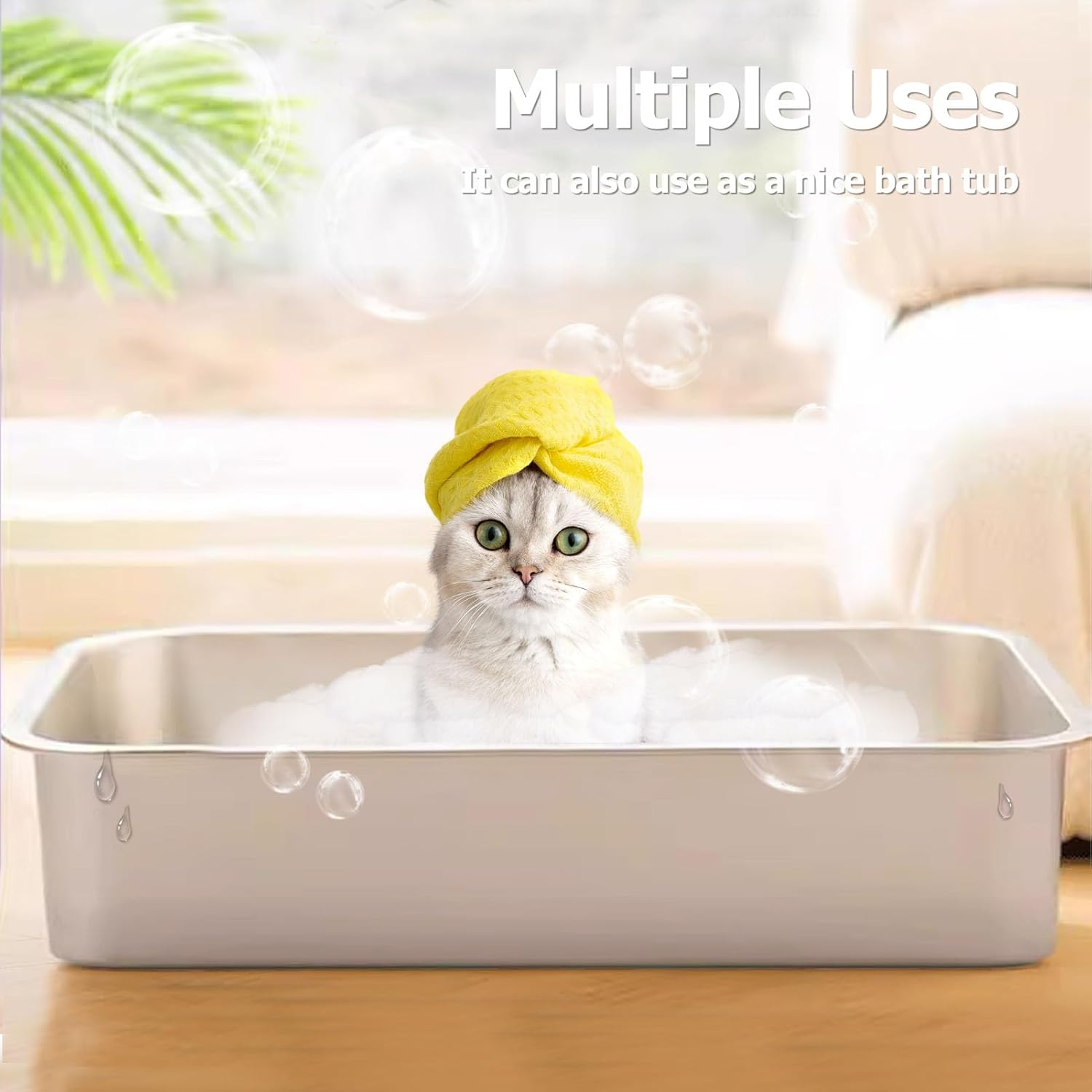 Stainless Steel Cat Litter Box, Medium Metal Litter Tray Pan Litterbox, Low Entry Stainless Steel Litter Box for Medium Cats, 19.7"Lx13.8"W X3.9"H, No Odor Absorption, Easy Clean, Rustproof, Leakproof