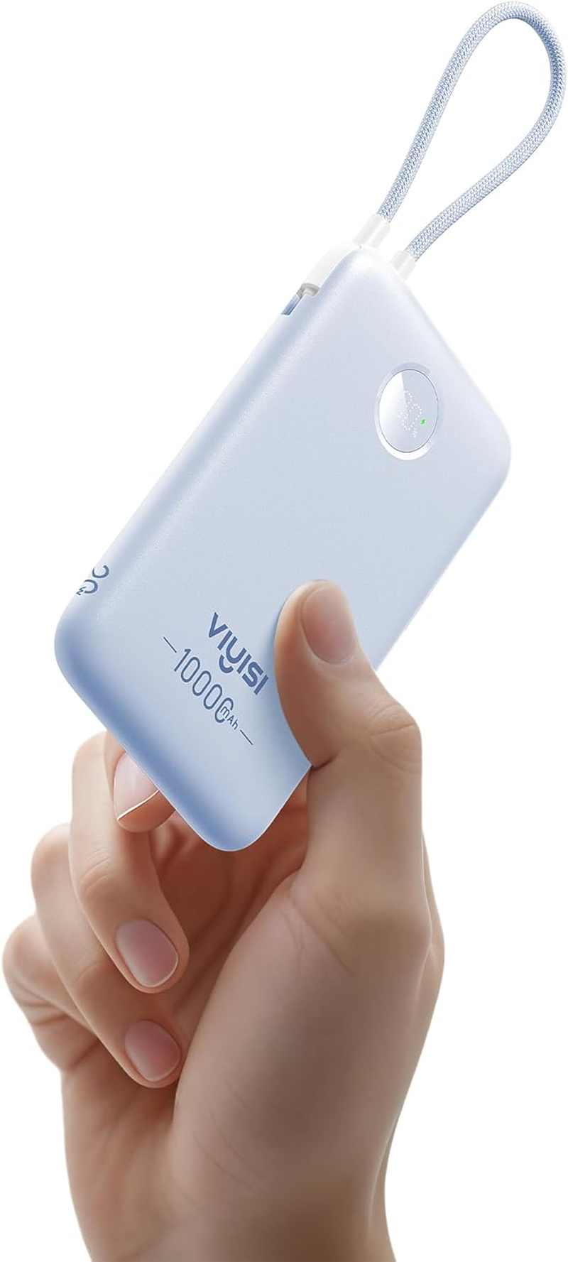 VIYISI 10000 Mah Power Bank Ultra Slim 22.5W Portable Charger Fast Charging with Built-In Type-C Cable Compatible with Iphone 16 15 Samsung S24 S23 S22 - Black