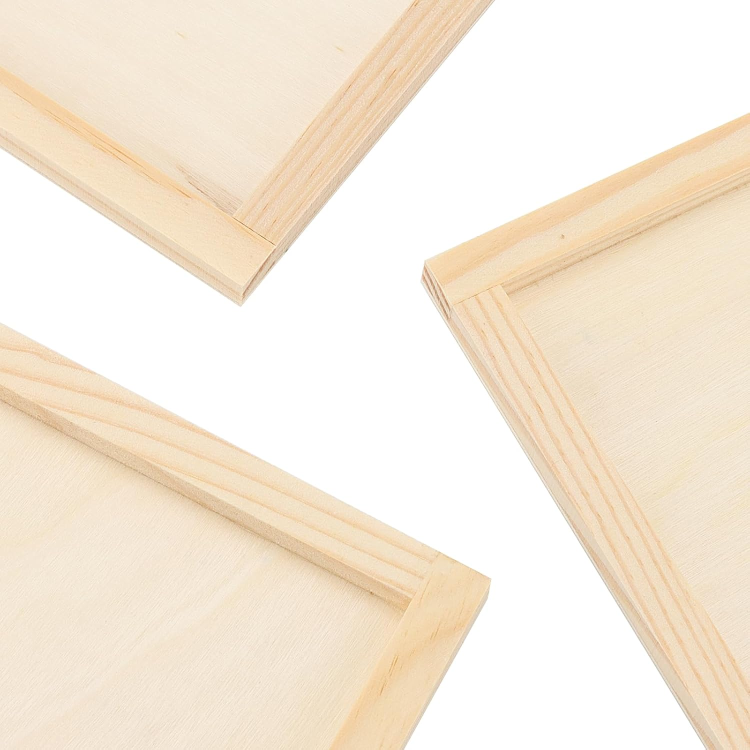 MANCHAP 12 Pack 15 X 15Cm Wood Canvas Panels, Square Wooden Canvas Board, Unfinished Cradled Wood Panels for Painting, Drawing Art Crafts image number 5