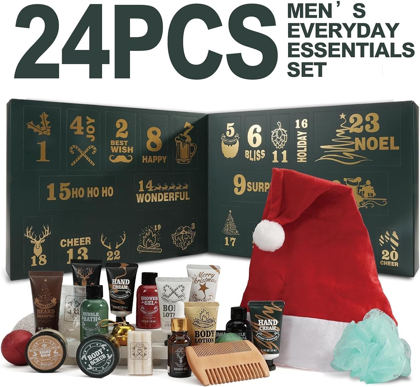 Advent Calendar 2025 BODY & EARTH 24Pcs Beauty Advent Calendar Limited Edition, Gift Set with 24 Bath Set Care Set for Men - Includes Various Shower Foams, Beard Oil, Body Scrubs, image number 2