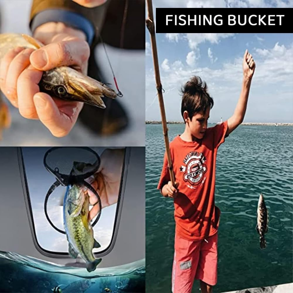 RUTREZOGO Portable Foldable Fishing Bucket. &ndash; Multi-Functional Live Fish Container & Bait Bucket, Outdoor Camping EVA Fishing Bag for Fish Transportation and Storage (Grey) image number 4