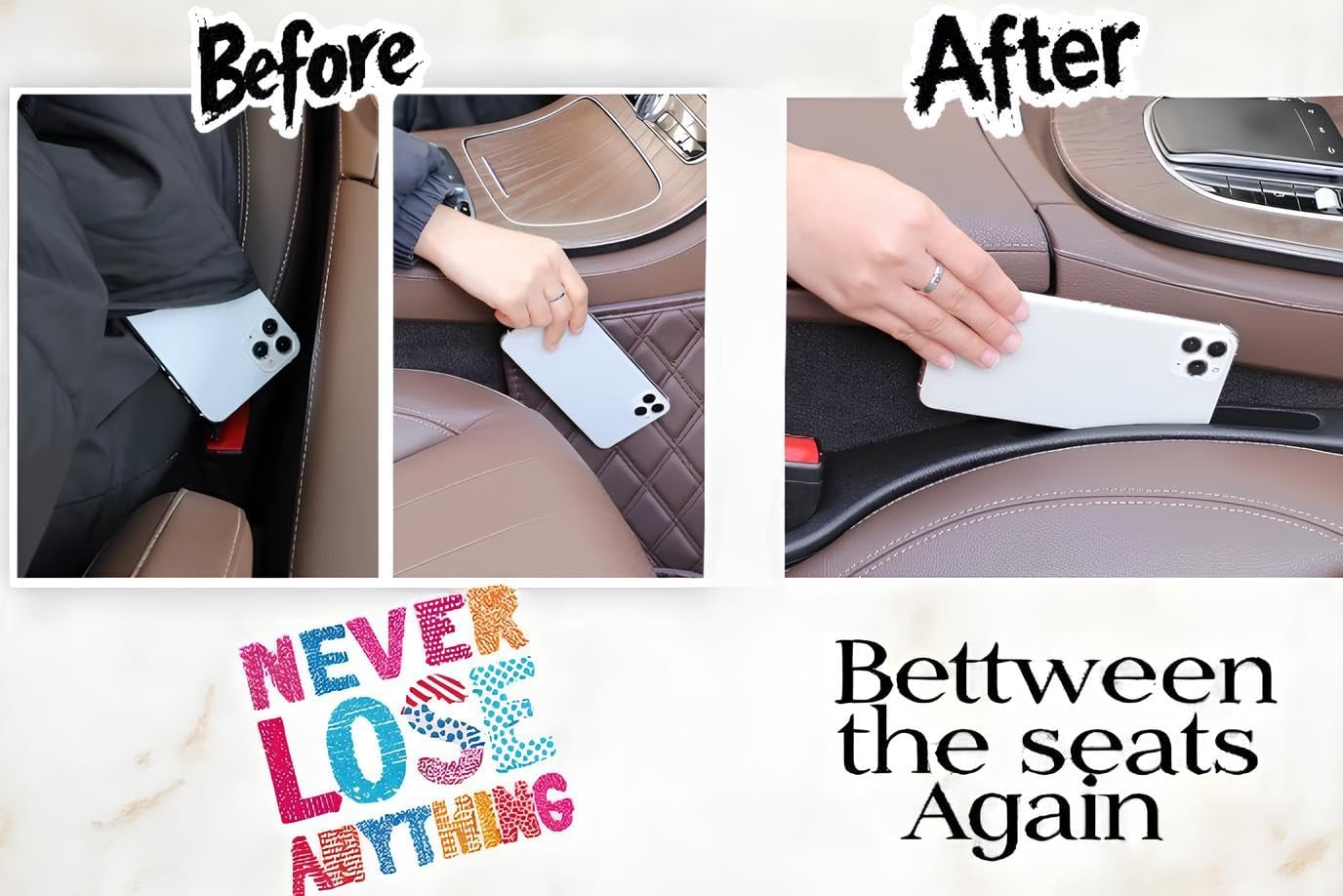 Hina Car Seat Gap Filler Set of 2, Givifive Soft Foam Multifunctional with Organizer & Hook Function, 3In1 Gap Stopper Universal Fit Car SUV Truck Fill the Gap between Seat & Console(Midnight Black)