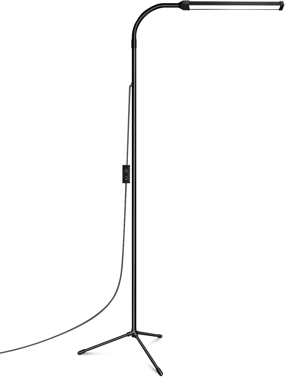 LED Floor Lamp for Living Room with round Chassis,Custom Color Temperature Lash Light,Adjustable Gooseneck Led Floor Lamp for Eyelash (Black-B) (X7) image number 2