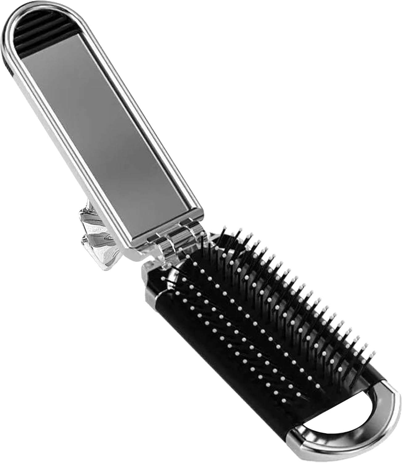 Travel Brush - Foldable Hair Detangling Comb with Mirror - Pocket Size Styling Accessories for Women Girls Home Travel Gym Purse