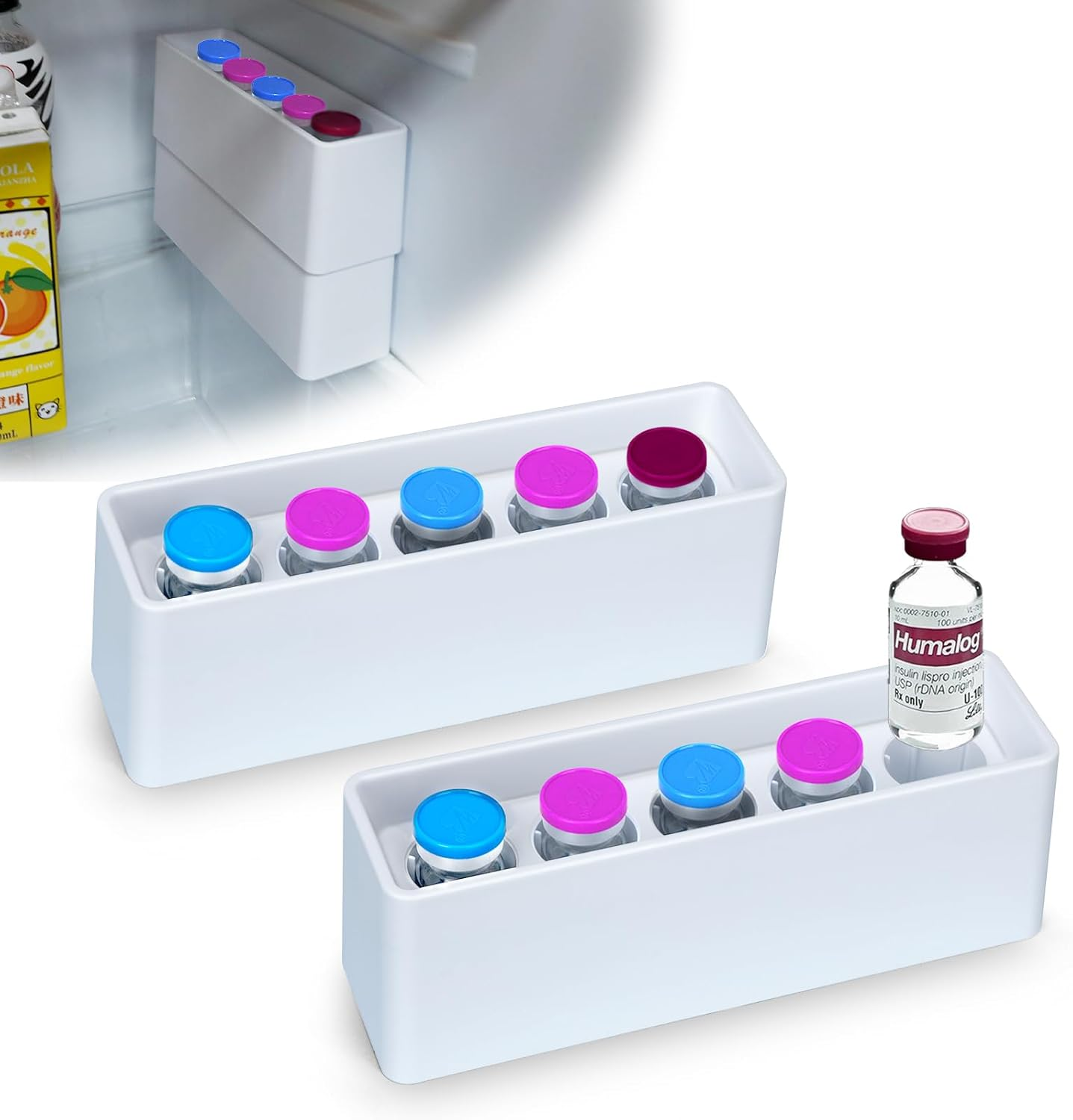 YOUSHARES Insulin Cooler Travel Case for Pen & Vials, Temperature Display Diabetic Medication Cooling Bag with Protective Ice Brick, TSA Approved Refrigerated Diabetes Supplies Carrying Organizer - White_2P