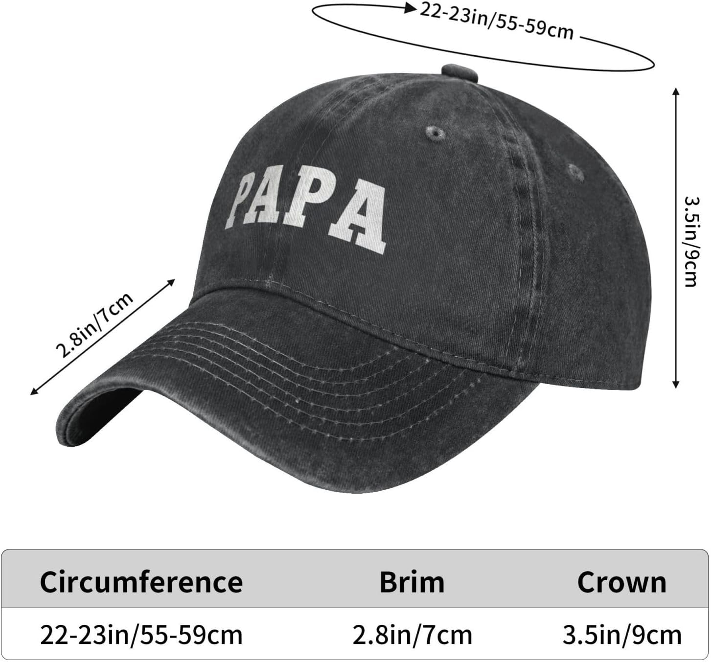 Papa Hat Adjustable Vintage Washed Cotton Dad Baseball Cap Gifts for Men Grandpa Dad Husband image number 5