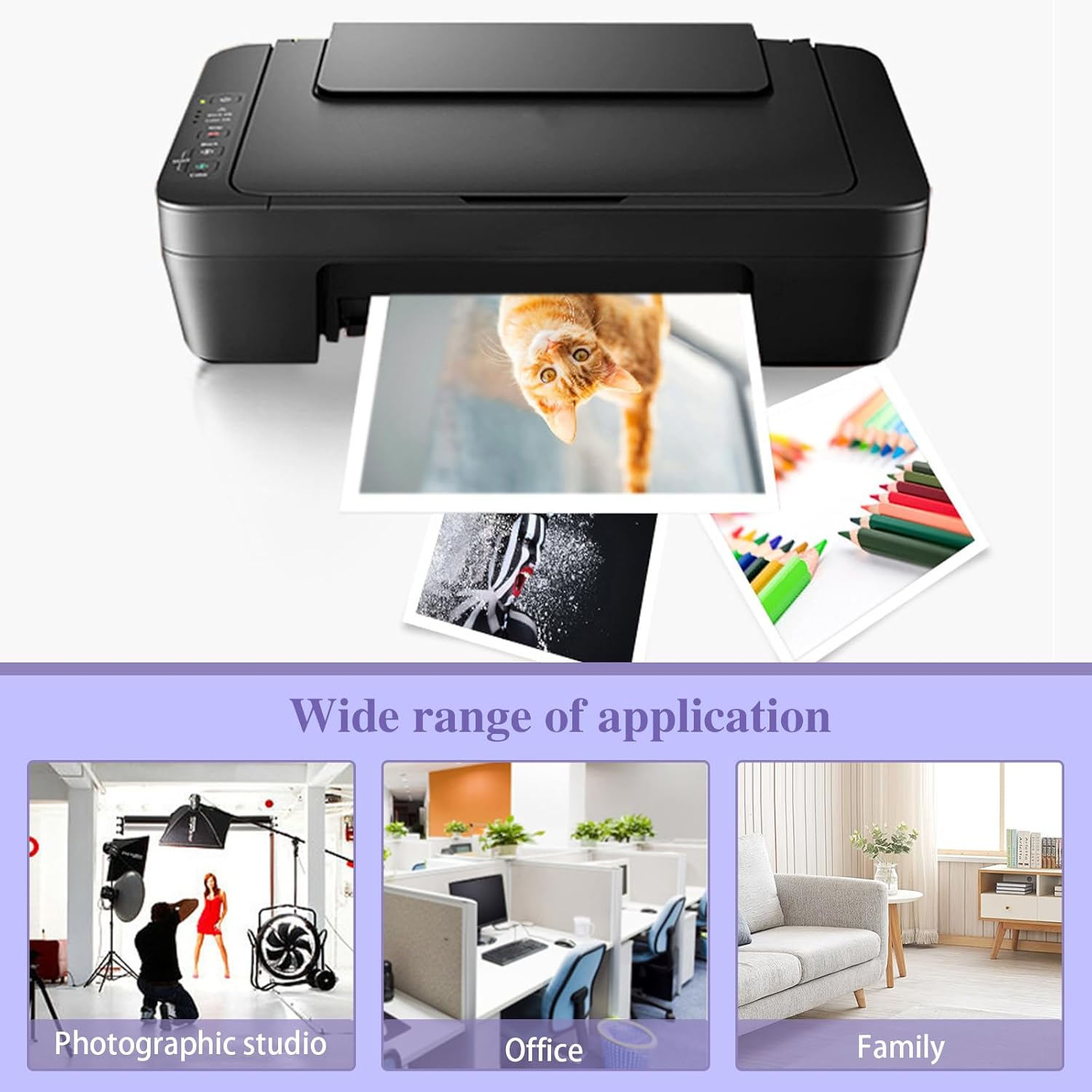 Sgphrzlt 100 Sheets 12.7X8.9 Cm High Glossy Photo Paper, 210Gsm Professional White Blank Picture Printer Paper, Premium Instant Dry Smooth Photographic Paper Fit for Inkjet Printers image number 2