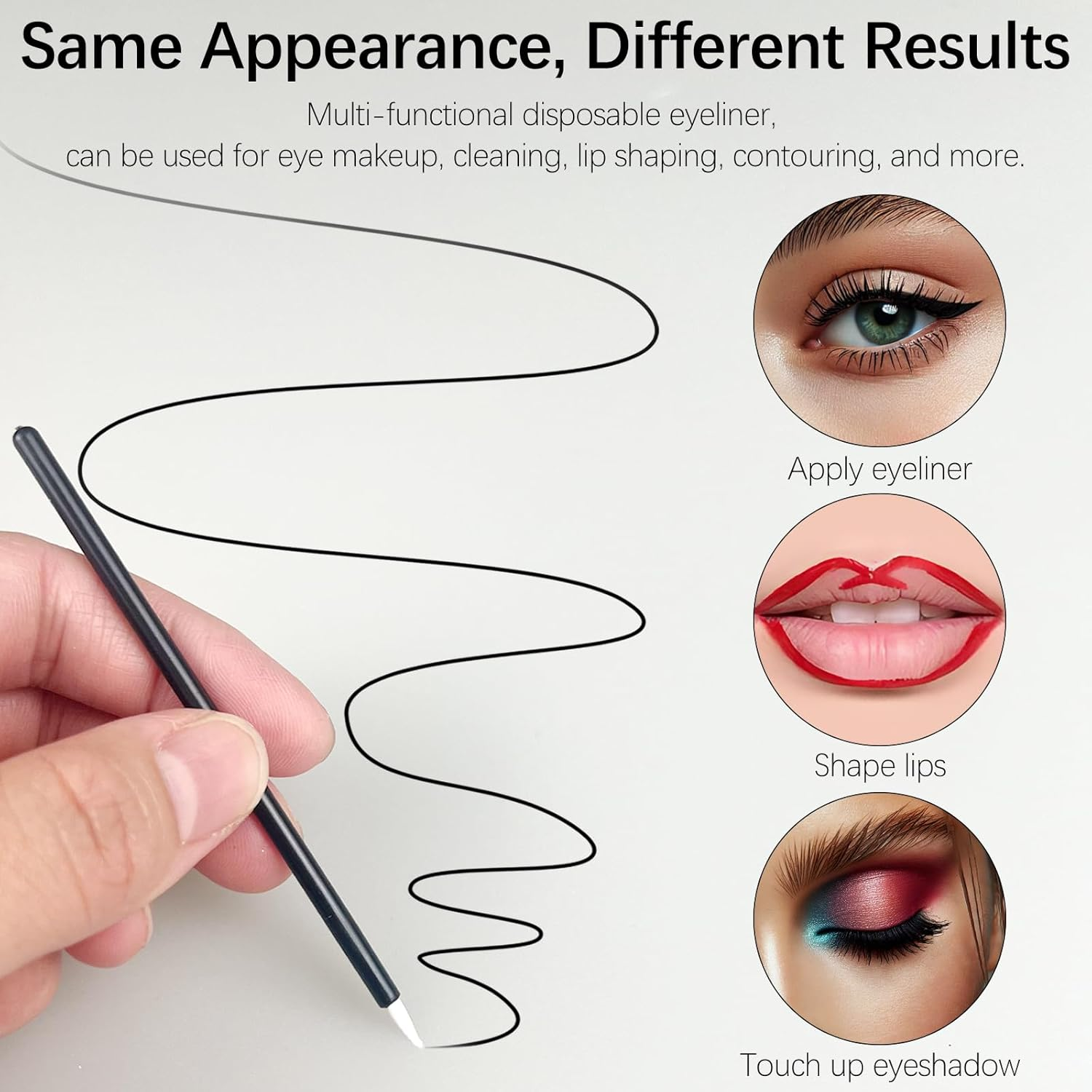 Jaasuee 100PCS Black Disposable Eyeliner Brushes, Cosmetic Eye Wands for Eyeliners, Lip Liners, Eye Makeup, Eyelashes, and Detail Painting, Makeup Brush Applicators