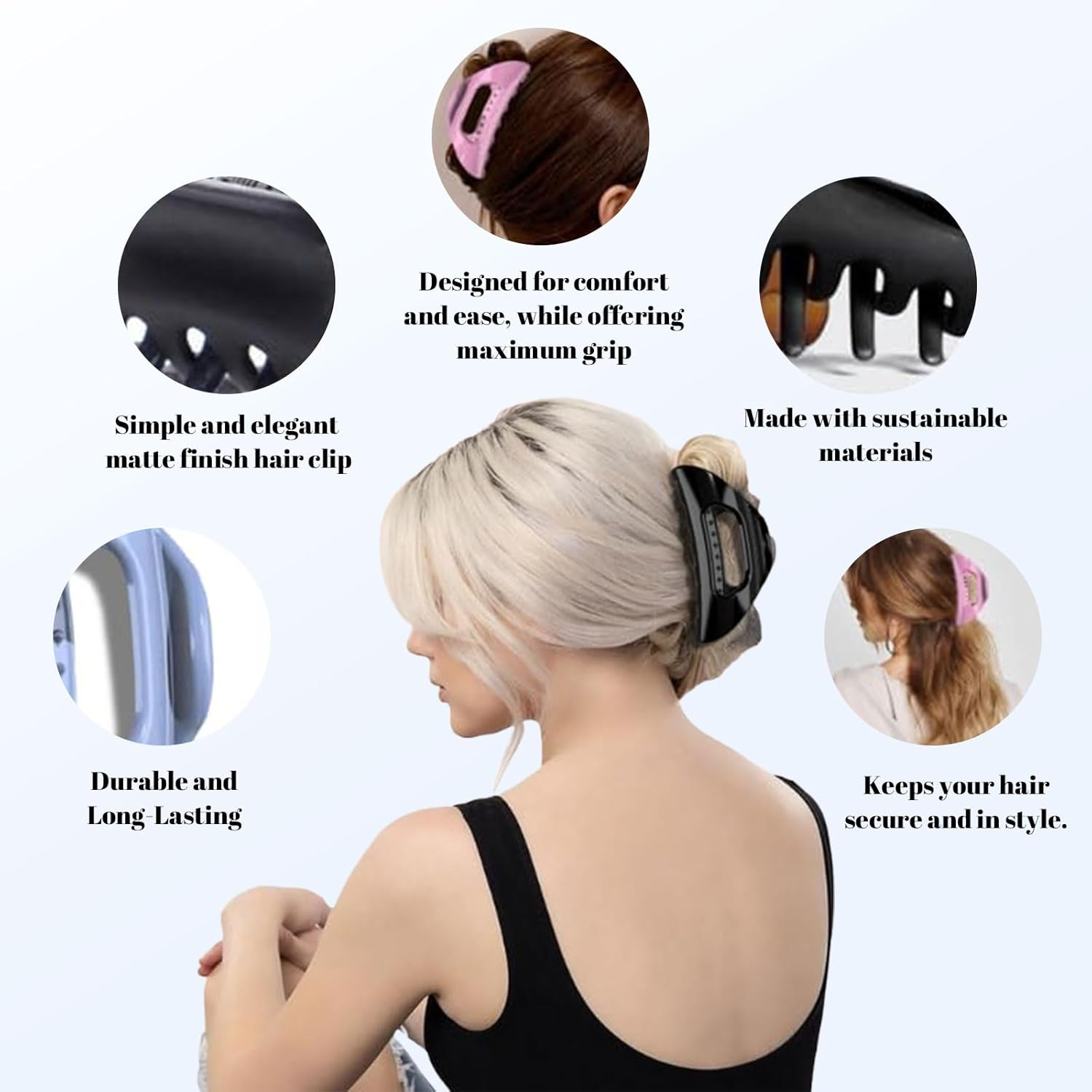 Muorruo 3 Piece Cozy Clips, Ultra-Soft and Flexible Claw Clip, Comfortable Cloud Hairpin for Thick and Long Hair, Hair Clips with Strong Hold and Non-Slip Grip, Lightweight image number 5