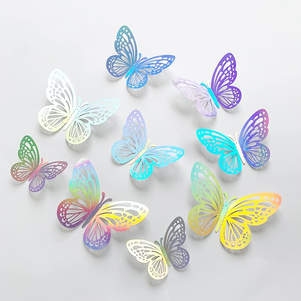 72Pcs 3D Removable Butterfly Wall Stickers with Dot Glue for Nursery, Bedroom & Baby Girl Room Decor for Birthday image number 4