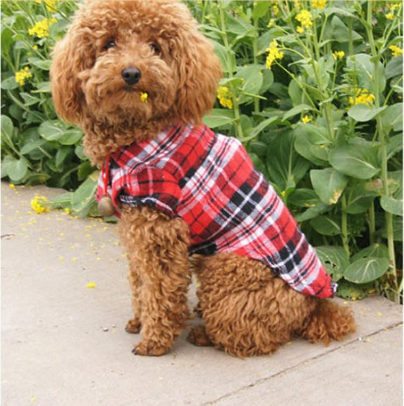 Dog Shirt,Pet Plaid Polo Clothes Shirt T-Shirt, Sweater Bottoming Shirt,Cat Puppy Grid Adorable Wearing Stylish Cozy Halloween,Christmas Costumes (Red, L) image number 3