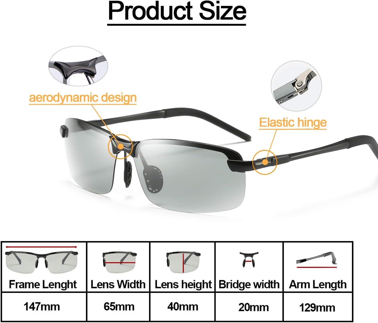 Men'S Photochromic Polarized Sunglasses Day and Night Driving Sports Glasses - 3043-Gun Color image number 7