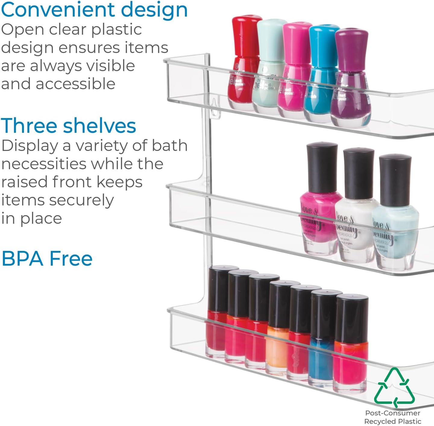 Idesign Hanging Nail Polish & Cosmetics Organizer, the Clarity Collection &ndash; 8.78" X 2.02" X 11.07", Clear image number 4