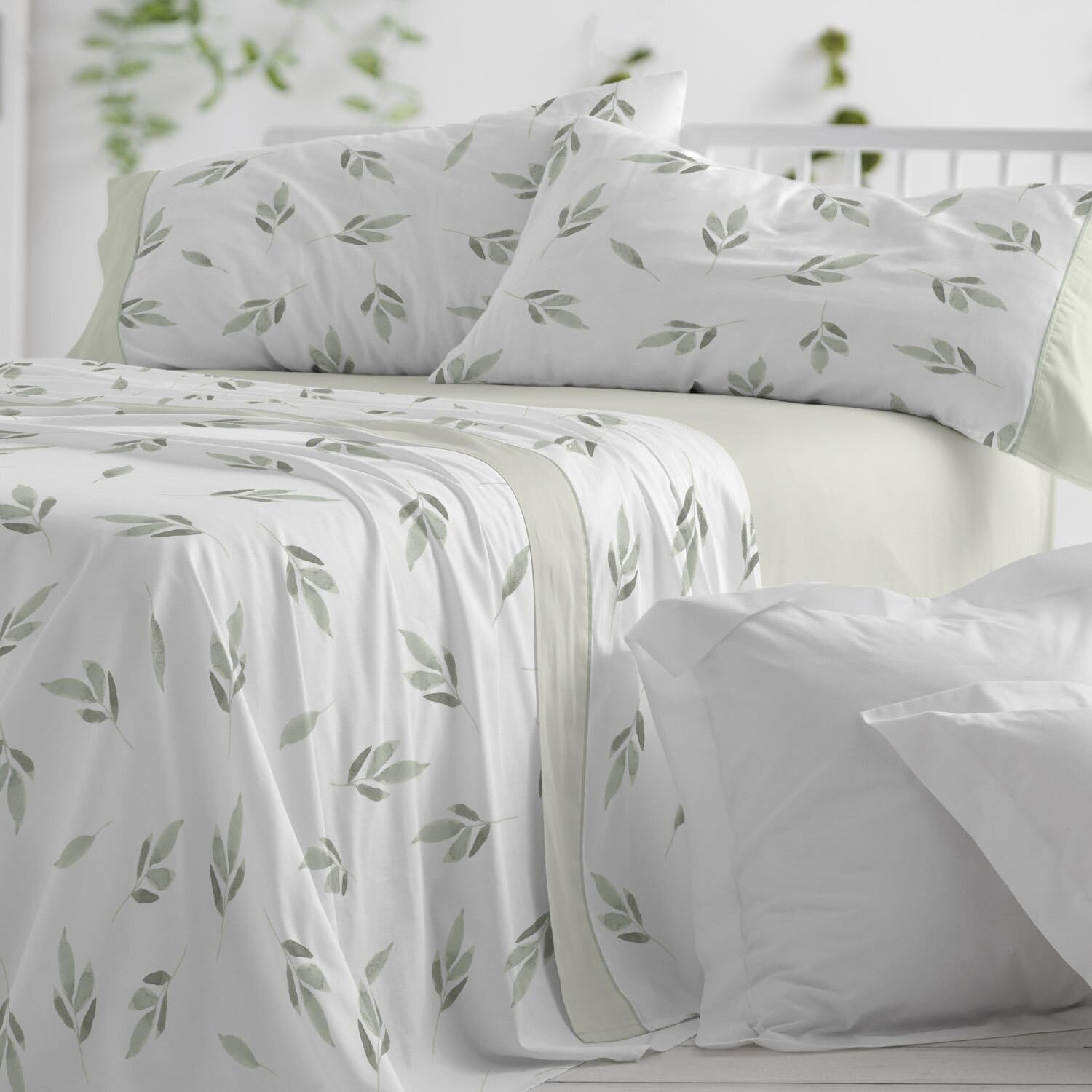 Burrito Blanco Cotton Bed Linen | Bed 135 Cm (+ Available Sizes) | Design 632 | Green (135 X 190/200 Cm) image number 3