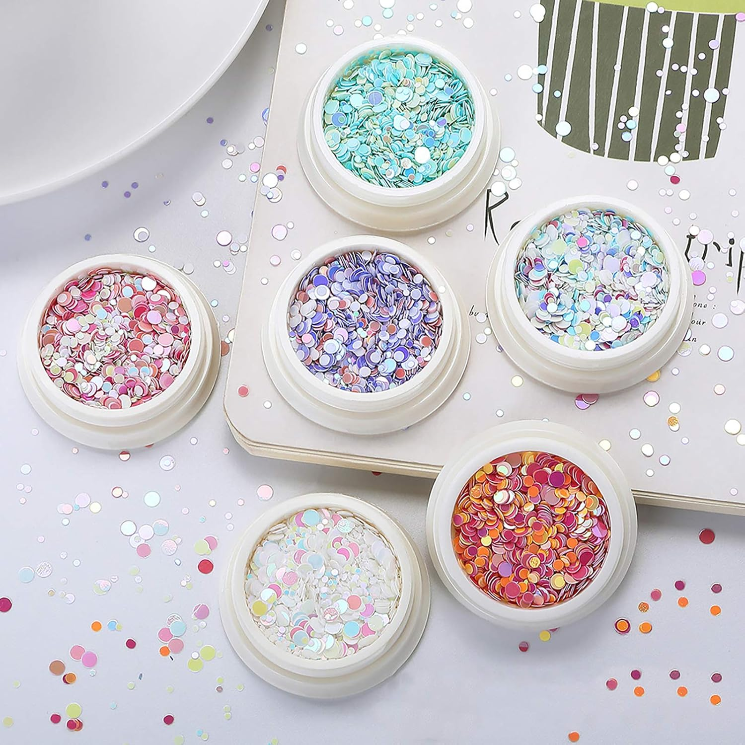 3 Boxes for Women Girls Kids Craft Art Colorful Candy Nail Sequins Color Nail Art image number 1