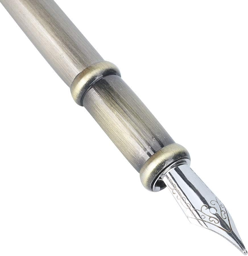 Feather Quill Pen Set, Retro English Calligraphy Dip Pen with 5 Alloy Nibs Antique Set Luxury Vintage Signature Lightweight Writing Ink Stationery Gift Box for Friend Teacher Family(Blue) - Orange image number 3