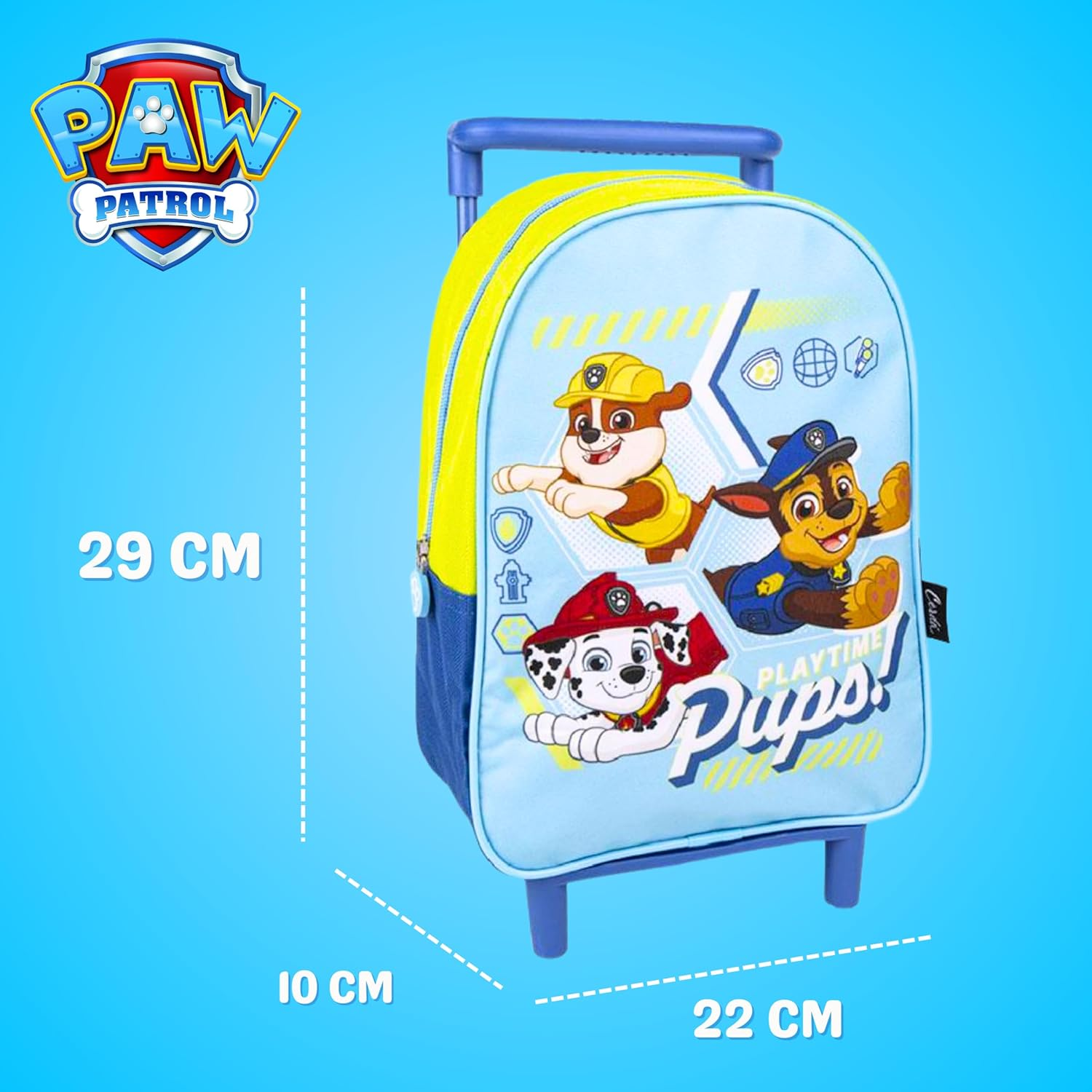 PAW PATROL Wheeled Backpack Chase Marshall and Rubble Design School Bag Kids Trolley Backpack Travel Backpack Gift for Kids, Multicoloured, Classic image number 3