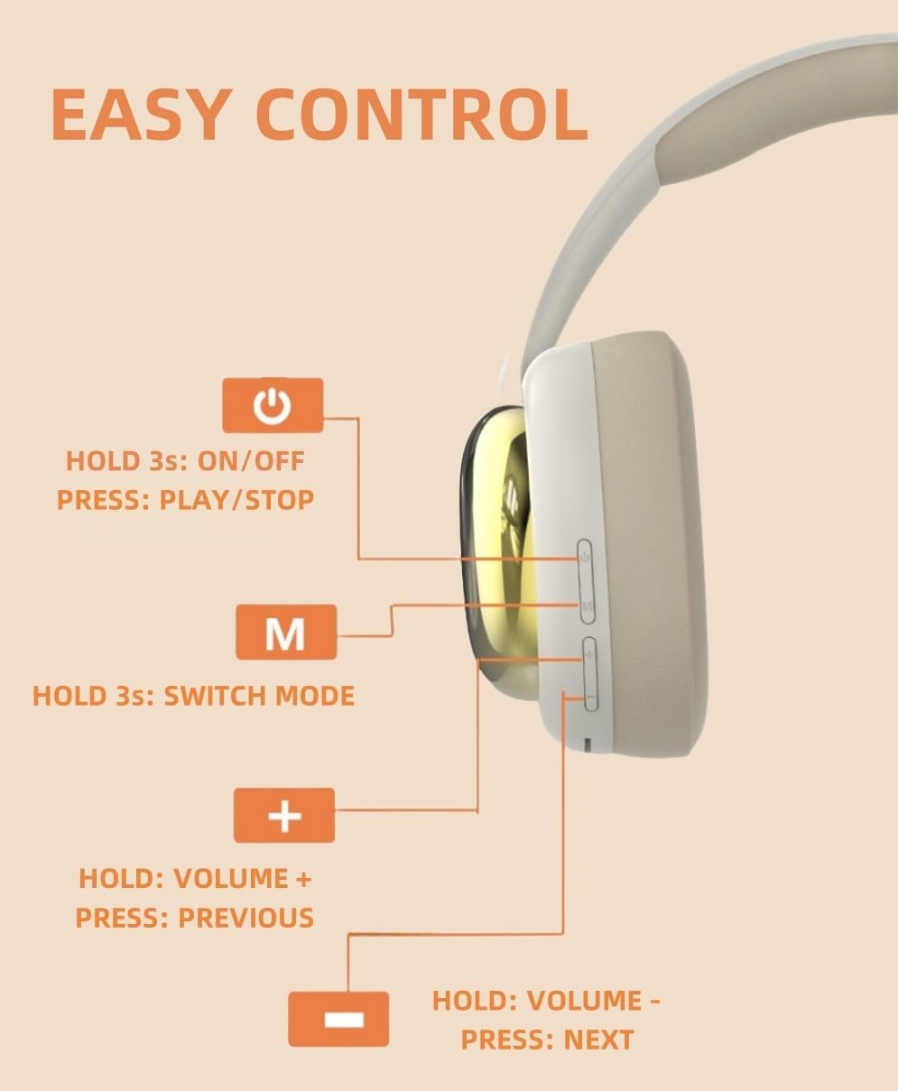 ND NEXT DESTINATION Wireless Bluetooth Headphones 5.3 with Bass and Stereo Sound, Long Battery Life Headphones, Modern Headset with Good Sound, Black