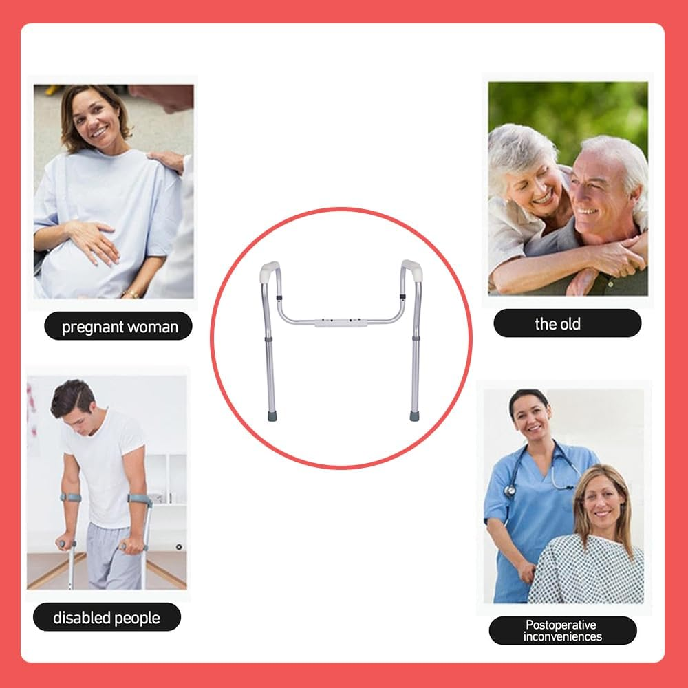 Toilet Safety Rails,Stand Alone Toilet Frame,Adjustable Bathroom Toilet Handrail,Non Perforated Toilet Armrest,Removable Assist Devices,For Elder,Pregnant Woman, Disabled People image number 4