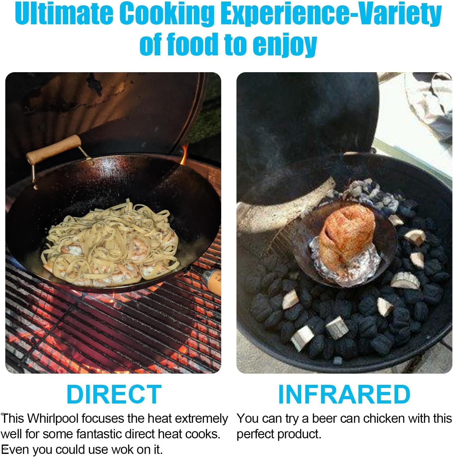 Outspark BBQ Whirlpool for Weber Kettle, 22/26.75 WSM Smokey Mountain, Medium Kamado, Big Green Egg, Stainless Steel image number 3