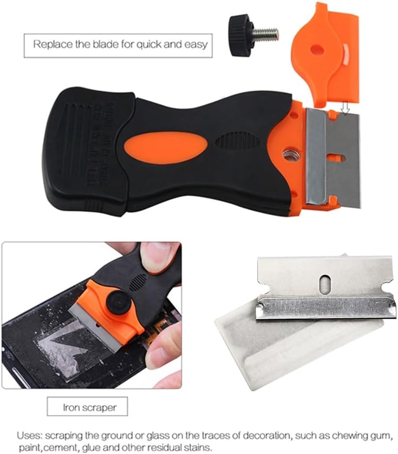AIMALL Plastic Razor Blade Paint Glue Adhesive Scraper Blades Cleaner Tools - Metal Paint/Glue Remover Blades for Car Windows, Glass, Tile image number 4