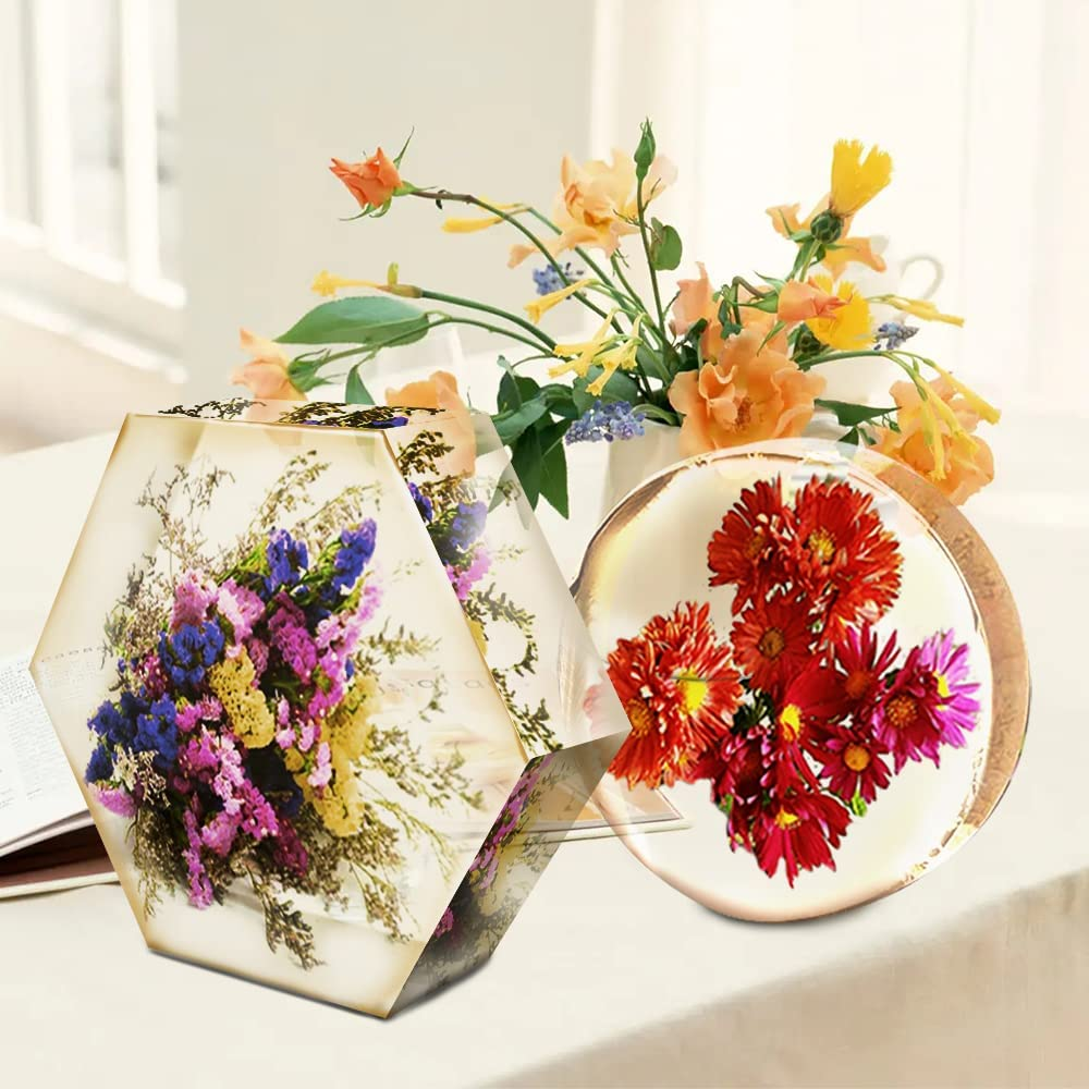 2 Pcs Large Resin Molds, Finegood Hexagon round Resin Molds Silicone Deep Silicone Molds for Epoxy Resin DIY Bookends Specimens Weeding Flower Preservation Resin Mold