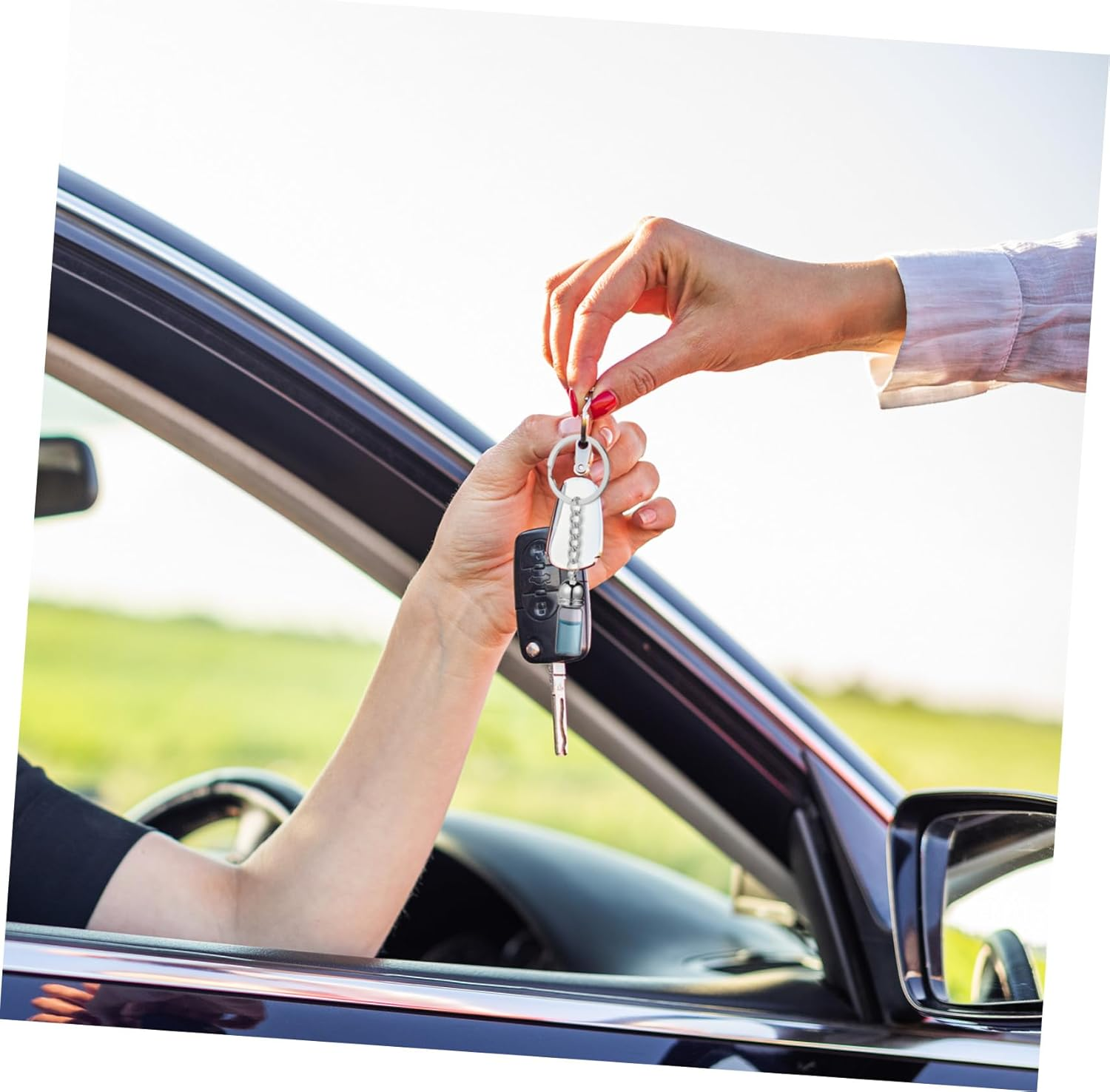 SOLUSTRE 3Pcs Small Transparent Glass Vials Keychain with Silver Acrylic Caps Multi-Functional Essential Oil Pendant Bottles for DIY Hanging Decor Travel and Purposes