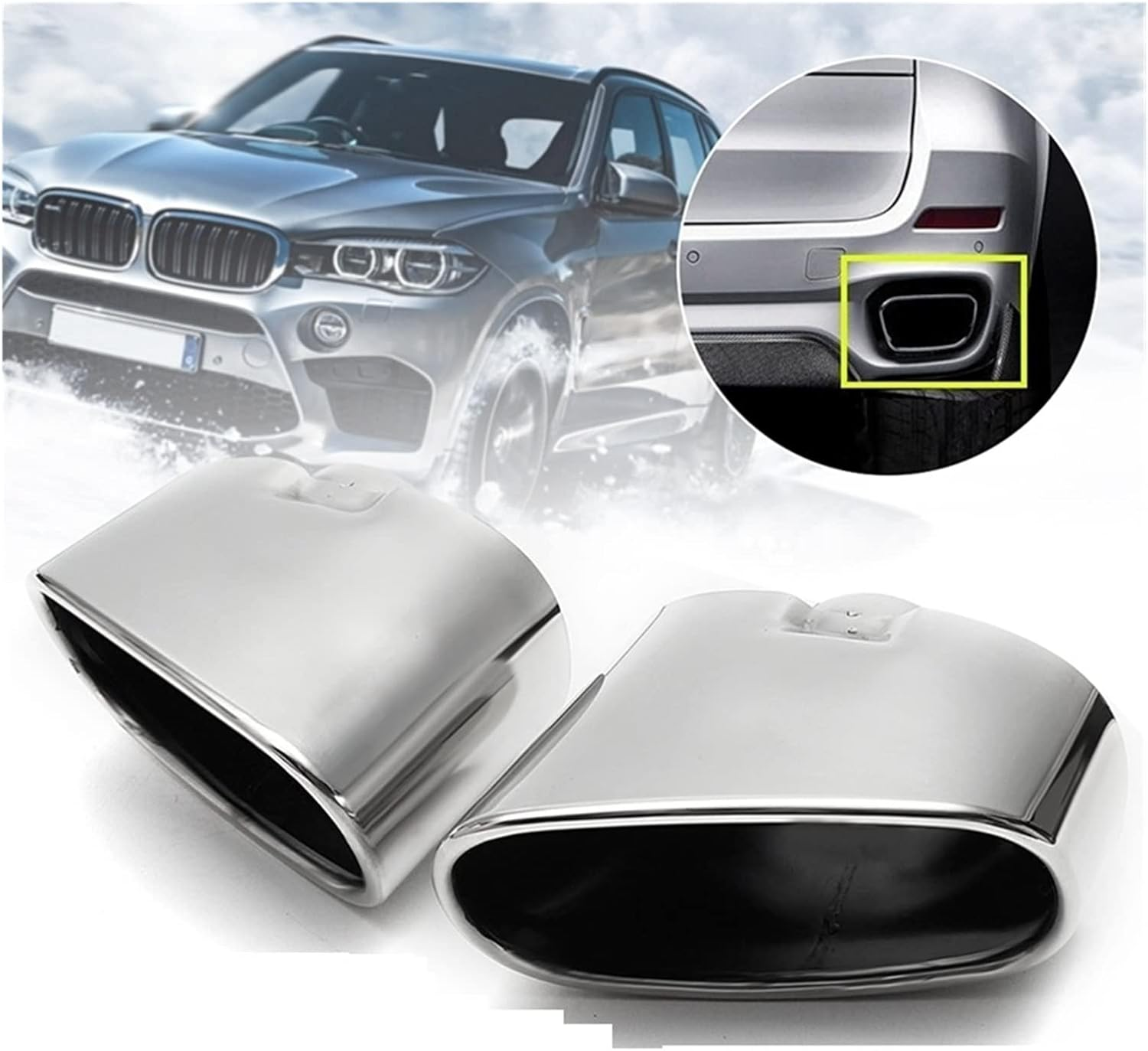 Muffler Car Exhaust Systems Tips Dual Tail Pipe Cover Nozzle Compatible with Muffler Escape Car Accessories Tuning Compatible with BMW X5 E70 E53 2000-2016