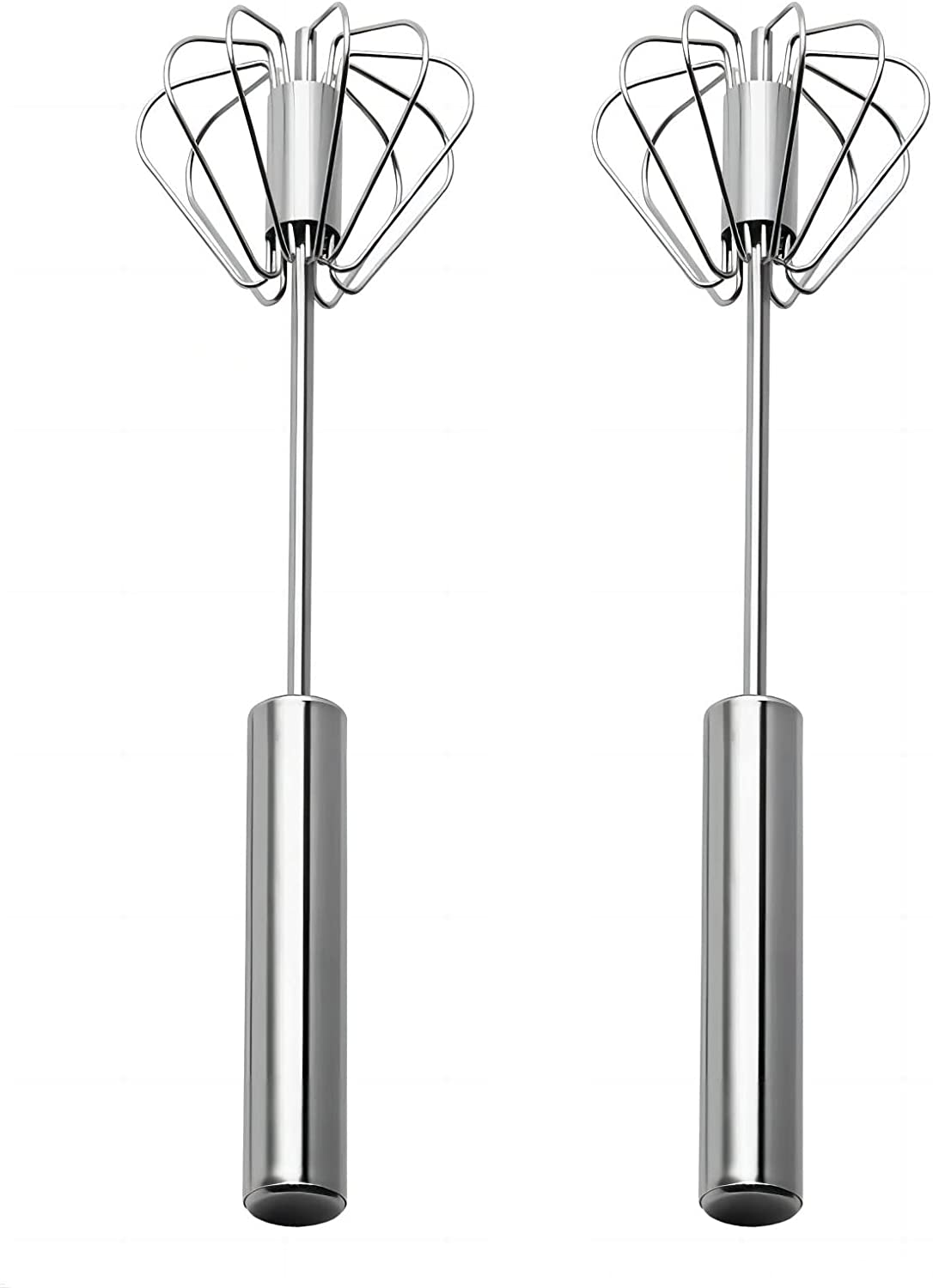 Tongke 2 Pack Stainless Steel Semi-Automatic Egg Whisk, Kitchen Balloon Whisks for Cooking, Blending, Whisking, Beating, Stirring Small image number 5