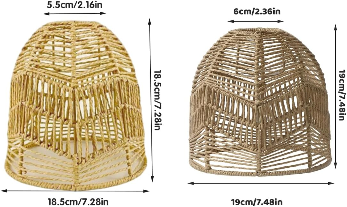 AIMALL Paper Rope Lampshade Chinese Imitation Rattan Woven Lampshade for Homestay, Restaurant, Hot Pot Shop, Creative DIY Lighting - Decorative Handmade Shade - Yellow image number 5