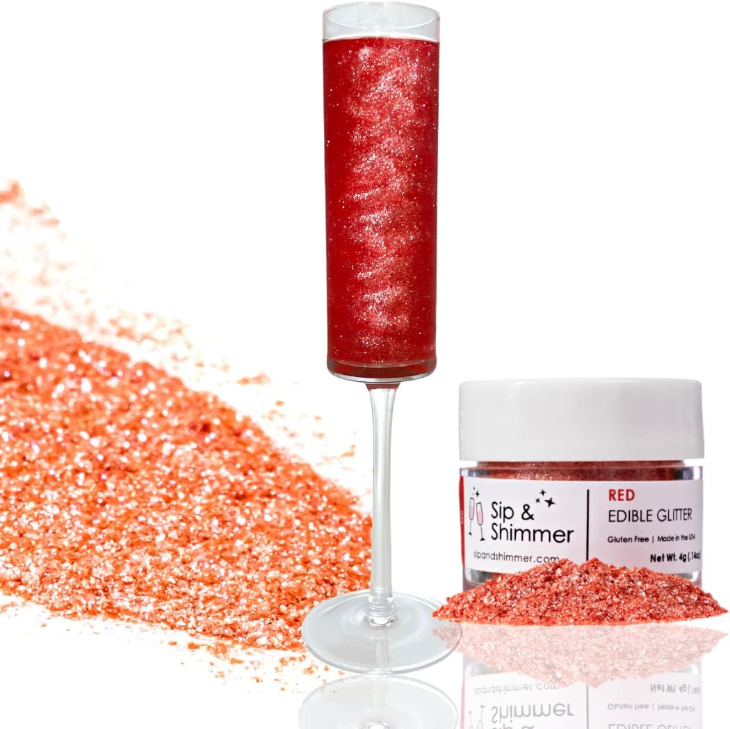 Sip and Shimmer Christmas Drink Glitter &ndash; Drink Glitter for Cocktails, Wine, Champagne, Mocktails &ndash; Food-Grade Cocktail Glitter Made in USA &ndash; Red and Green Christmas, Edible Glitter, Christmas Party - Black,Orange image number 2