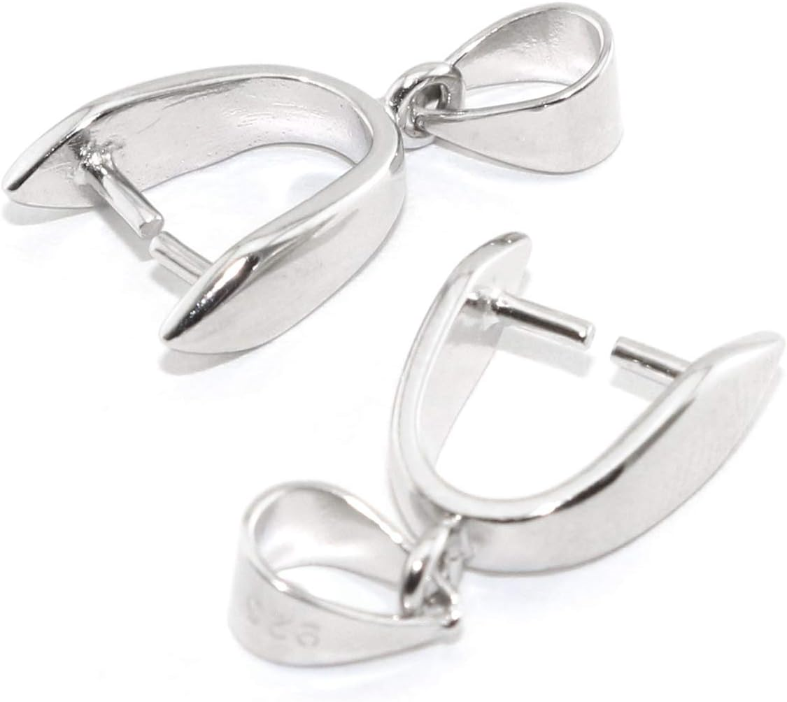 Heyous 2Pcs 925 Sterling Silver Pendant Accessories Jade Pendant Buckle Pinch Clasp for Necklace DIY Jewelry Craft Making 14Mm image number 6