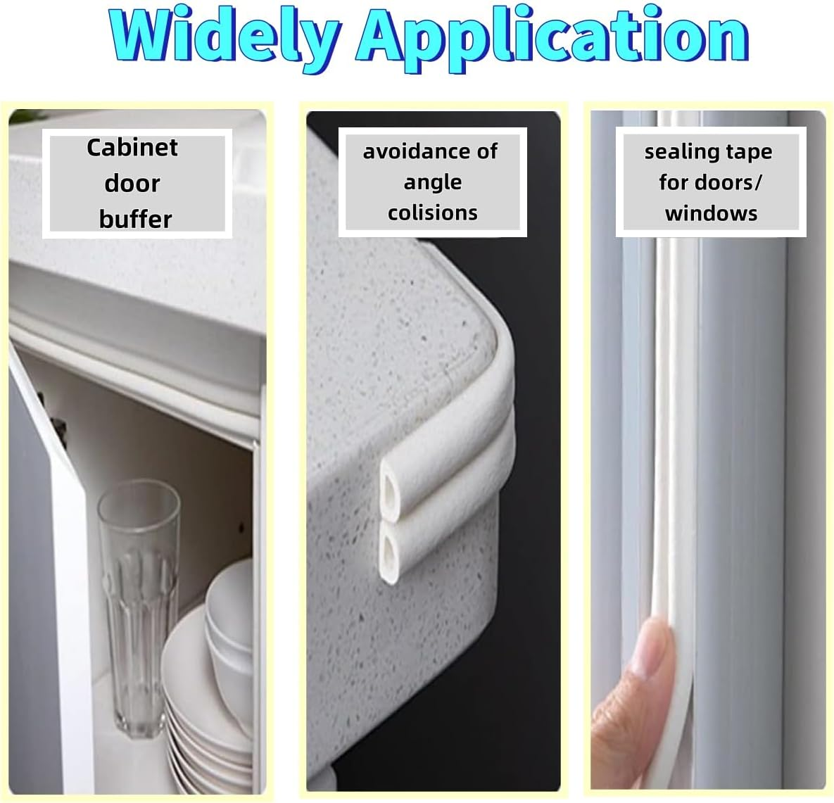 Anti-Collision Rubber D Type Foam Sealing Tape,Weather Stripping Tape, Self Adhesive Noise Insulation Strip for Door Window Frame Gap, Indoor Weather Seal 10M-Door Self-Adhesive image number 6