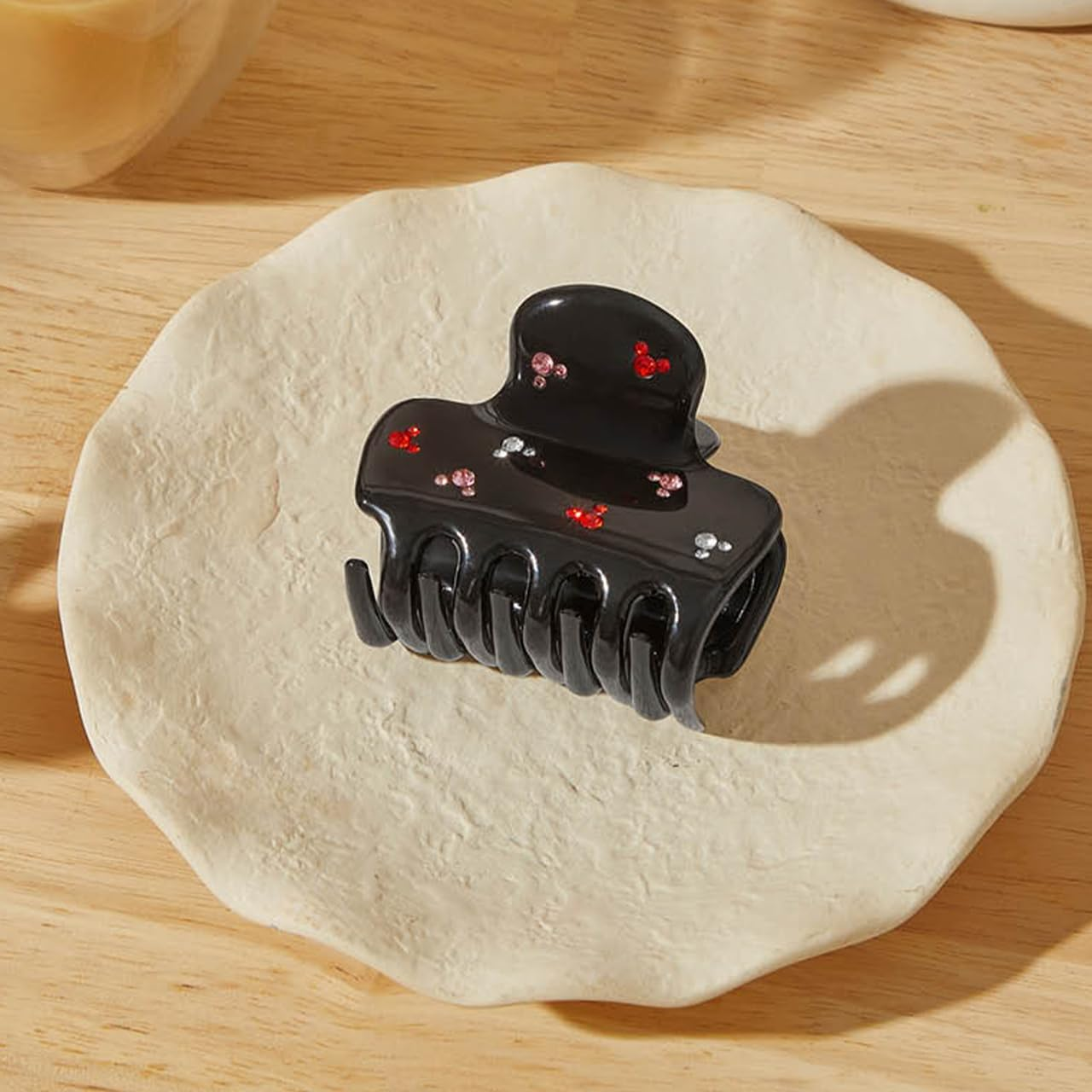 Mickey/Minnie X Kitsch Recycled Plastic Rhinestone Puffy Claw Clips, Hair Clips for Women Girls, Hair Claw Clips for Thick Hair, Claw Hair Clips for Thin Hair, Hair Accessories for Women, 1Pc (Black) image number 6