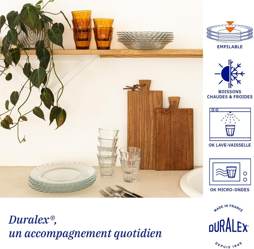 Duralex Picardie 250Ml Glass Tumbler Set of 4 - High-Quality Tempered Glass for Everyday Use & Special Occasions, Ideal for Serving Hot & Cold Beverages, Ergonomic Design, Bpa-Free - Rose image number 3