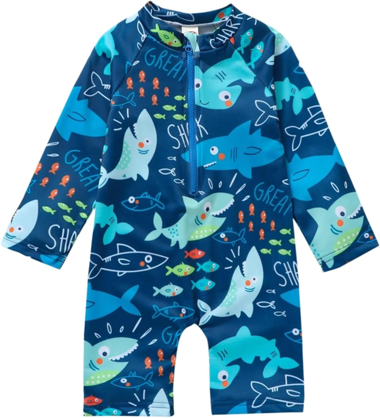 YAGATA Baby Boy Swimsuit Infant One Piece Rash Guard Bathing Suit Short Sleeve Zipper Toddler Summer Beach Swimwear 0-3 Years image number 6