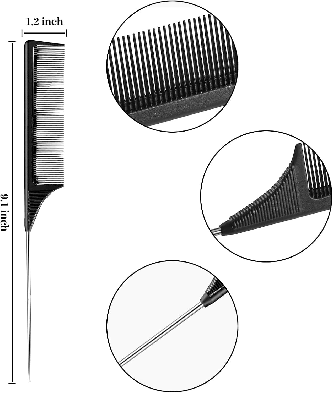 2 Pack Rat Tail Comb,Anti Static and Heat Resistant Teasing Lightweight Comb for All Hair Types. image number 1