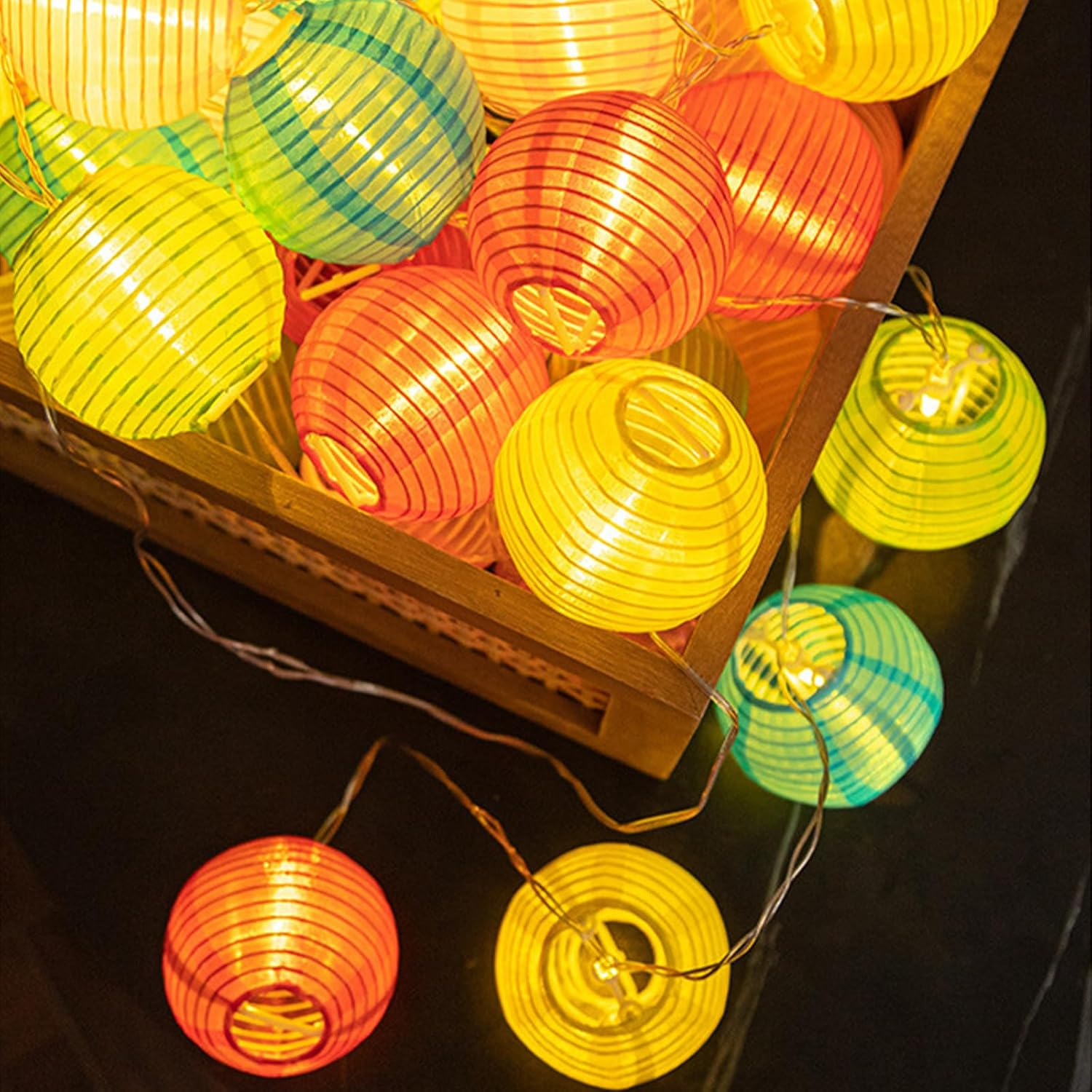 ENLACE Paper Lantern String Lights 10 LED Lanterns 2 Metres Multicoloured 7.5Cm Diameter image number 3