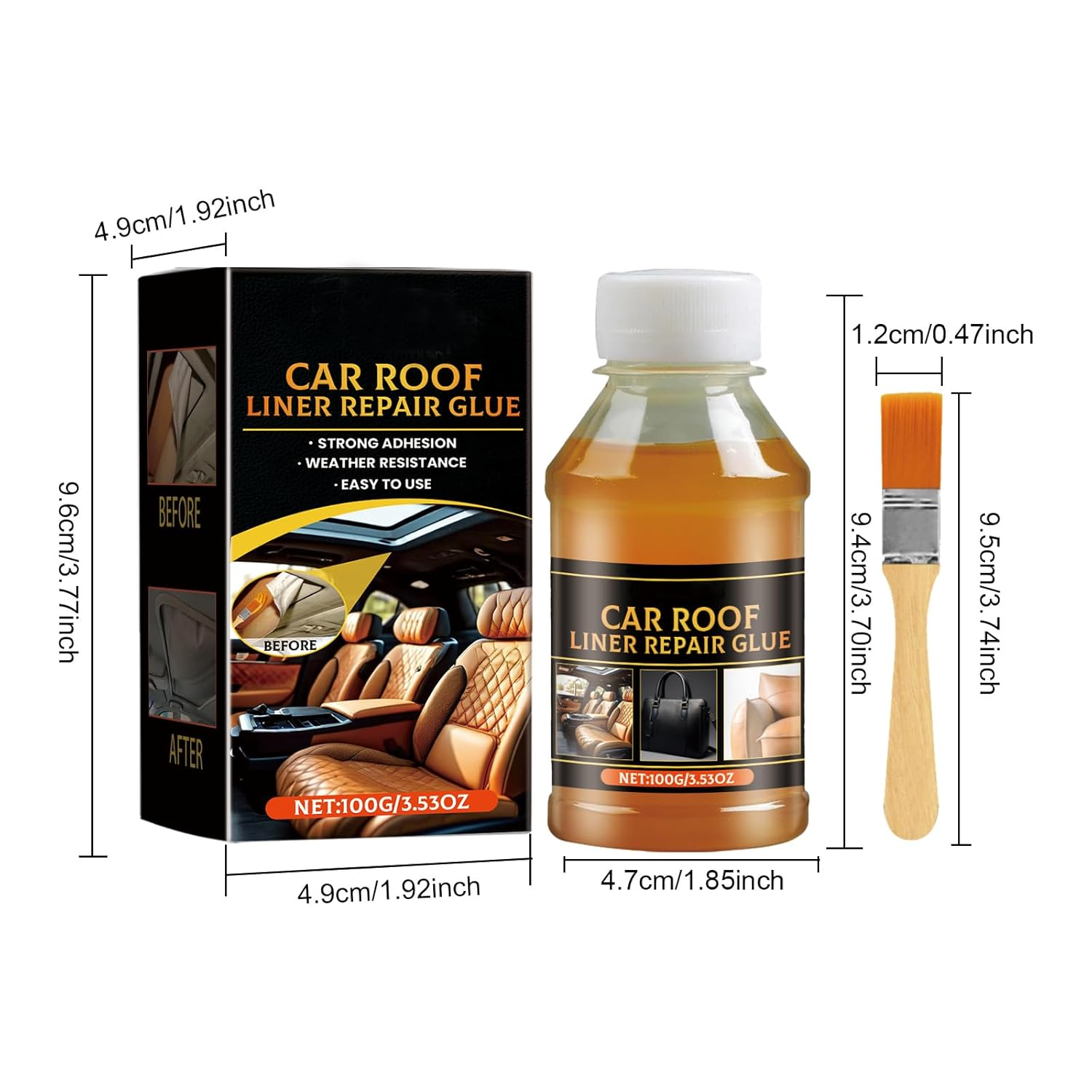 Headliner Adhesive, Headliner Glue, Car Roof Fabric Glue, Multifunctional Upholstery Glue, Quick Repair Adhesive, Suitable for Various Repairs(3.53 Oz) image number 4