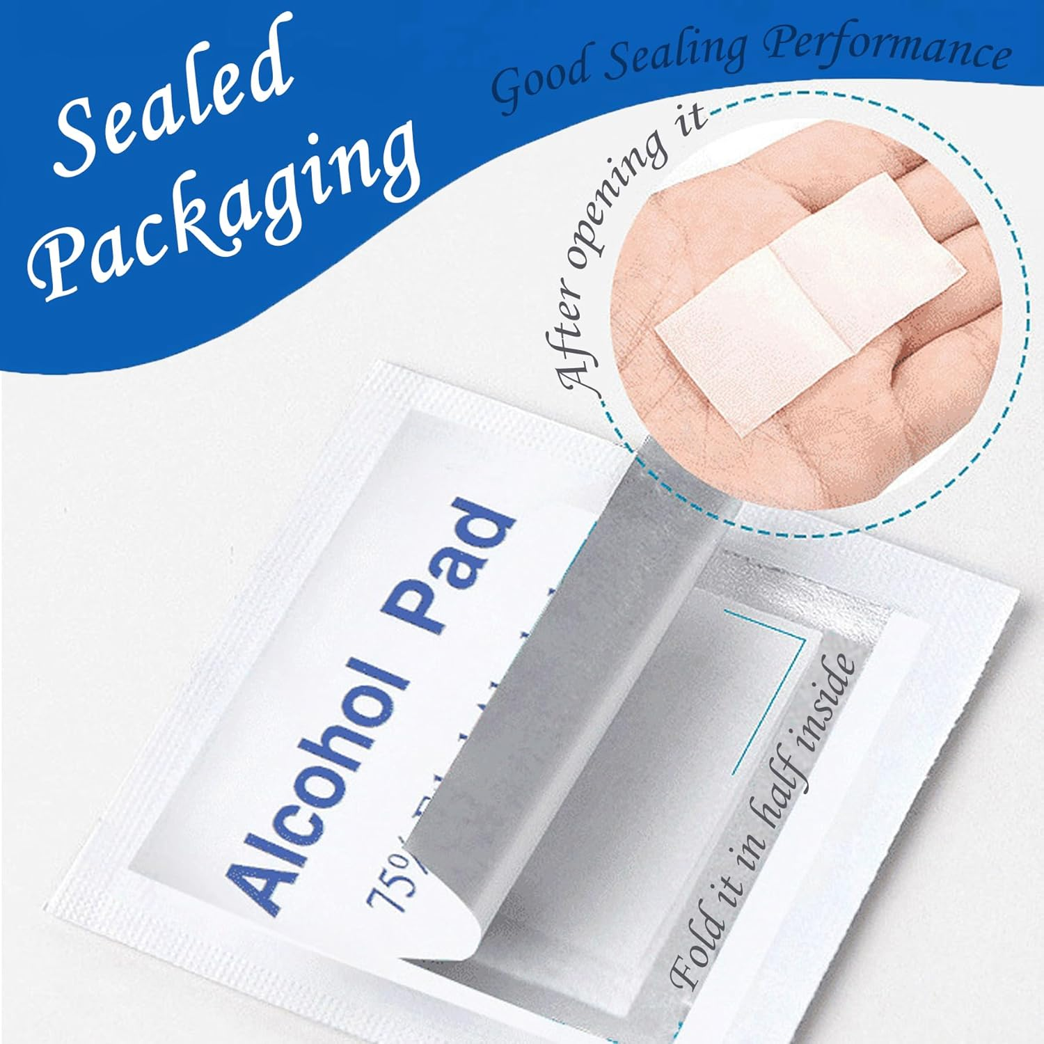 Wakouter Alcohol Pad Swabs Skin Cleansing Wipes Saturated with 75% Ethanol, 100 Pcs Lndividually Wrapped Disposable Alcohol Wipes, Used for Skin Preparation and Equipment Disinfection (6X3Cm) image number 3