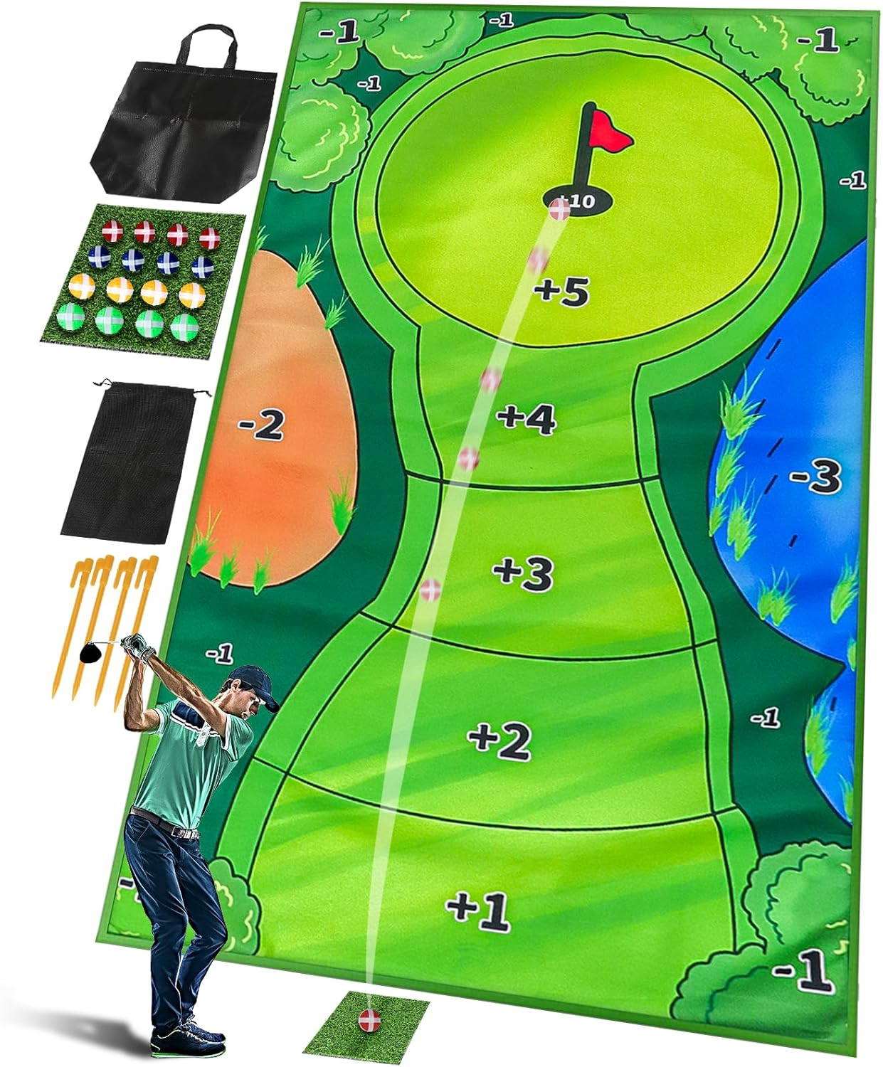Golf Chipping Game Mat Practice Mats Golf Game Training Mat Indoor Outdoor Games for Adults image number 1