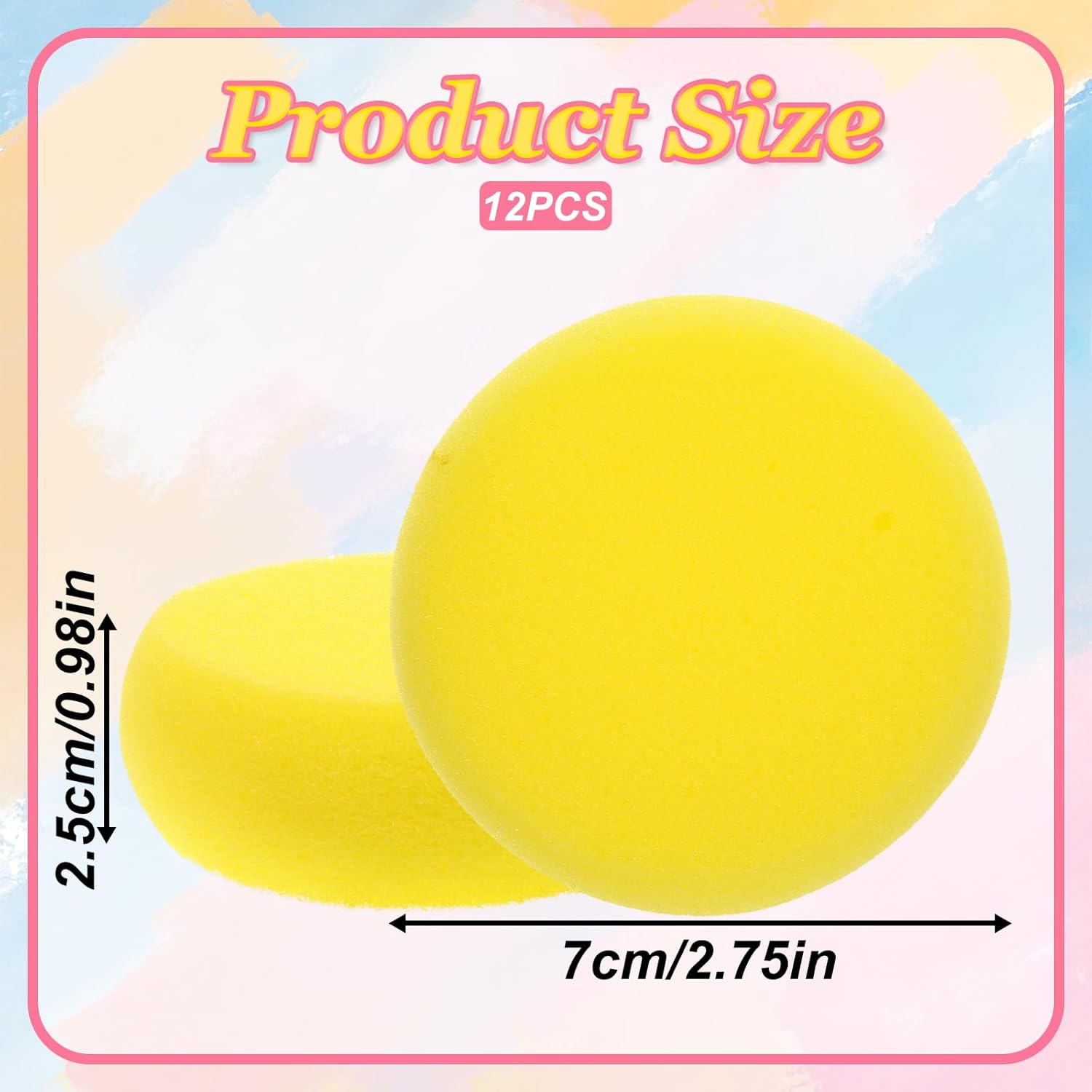 Paint Sponge, 12 Pcs Yellow round Painting Sponges 3 Inch Artist Pottery Sponge Applicator Watercolor Sponges for Face Painting Pottery Art Crafts Ceramics image number 5