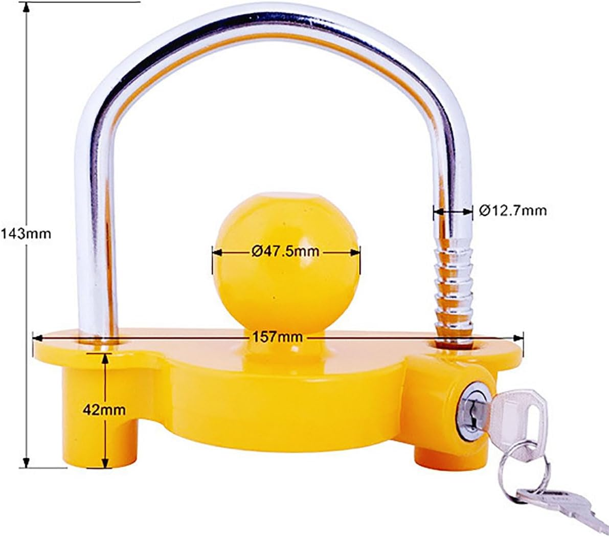 Trailer Hitch Security Lock,U-Shaped Universal Ball Hitch Lock,Hitch Security Adjustable Lock for Enhanced Caravan Security,Fits 1-7/8",2&rdquo;, 2-5/16" Coupler,Share the Same 2 Keys image number 5