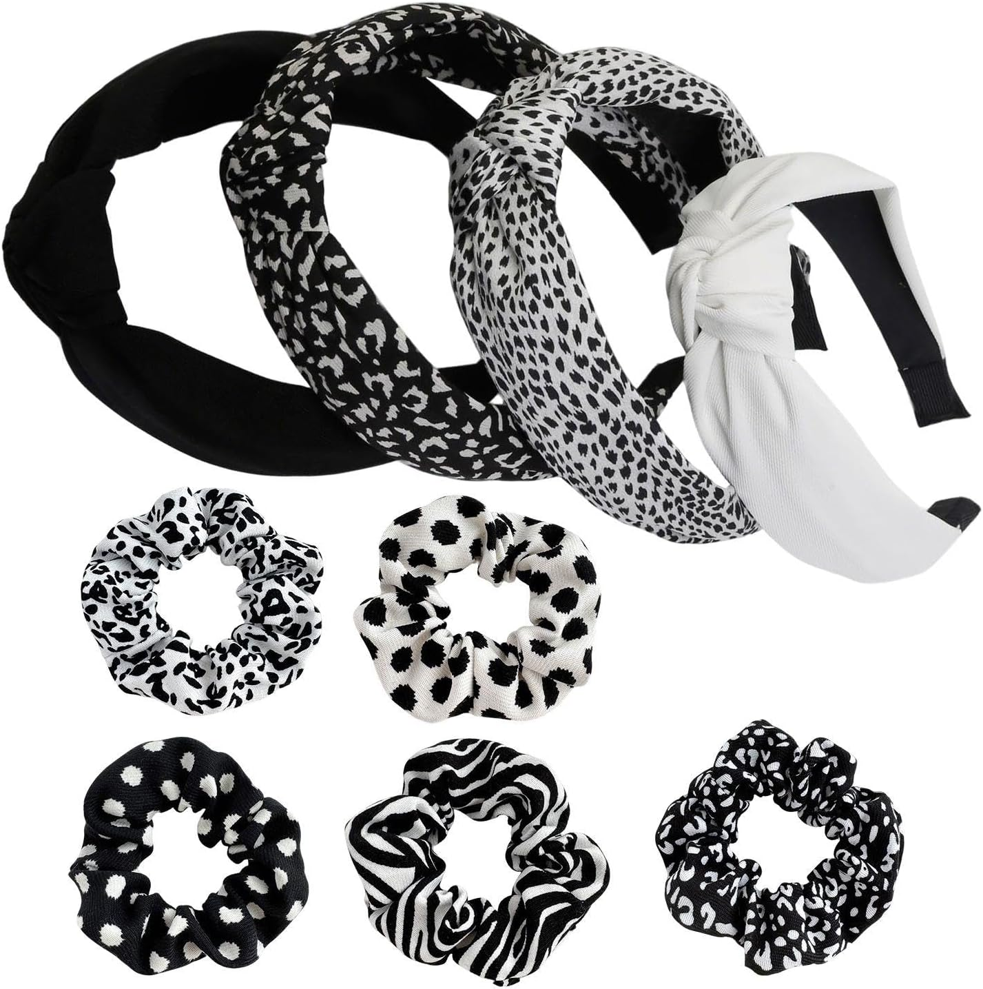 Pack of 4 Stylish Headbands and 5 Pieces Hair Rings, Wide-Edged Headbands for Women, Retro Hair Accessories, Hairstyle Decorations.