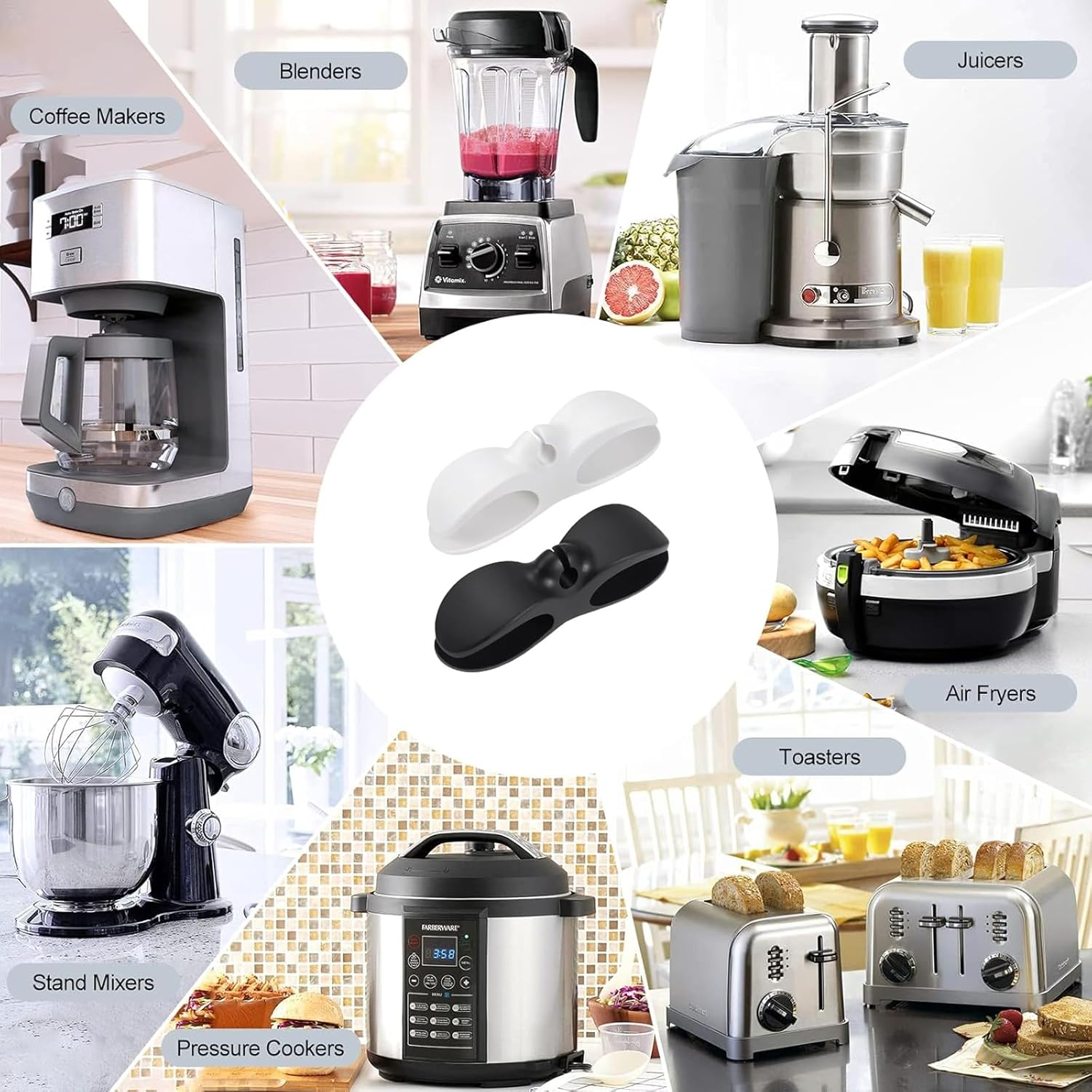 Cord Organizer for Appliances 6PCS Kitchen Appliance Cord Winder Cable Organizer Holder Wrapper for Pressure Cooker Mixer Blender Coffee Maker Air Fryer image number 3